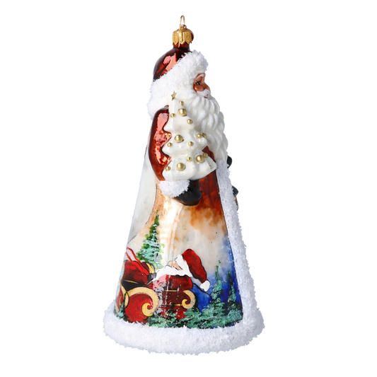 Santa's Snow Magic. Handmade Glass Christmas ornament. 2024-264