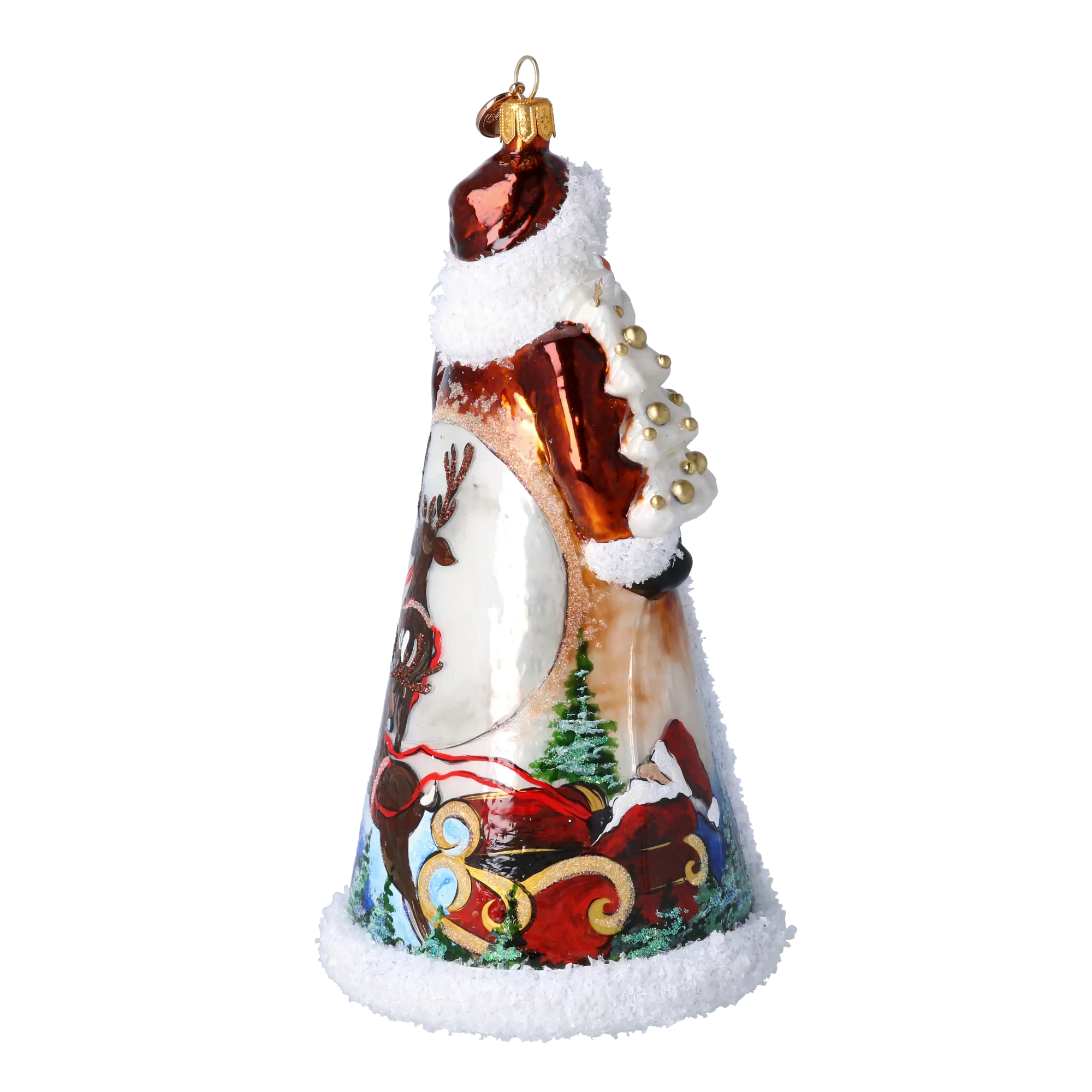 Santa's Snow Magic. Handmade Glass Christmas ornament. 2024-264