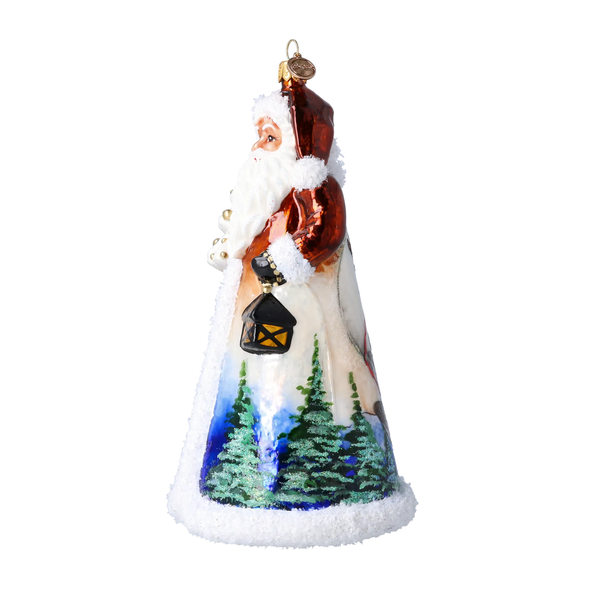 Santa's Snow Magic. Handmade Glass Christmas ornament. 2024-264