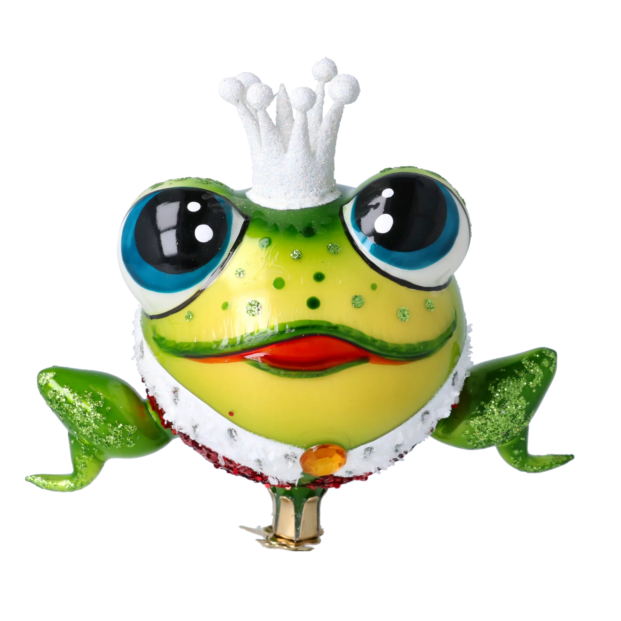 Royal Frog Prince. Handmade Glass Christmas ornament frog 2024-265