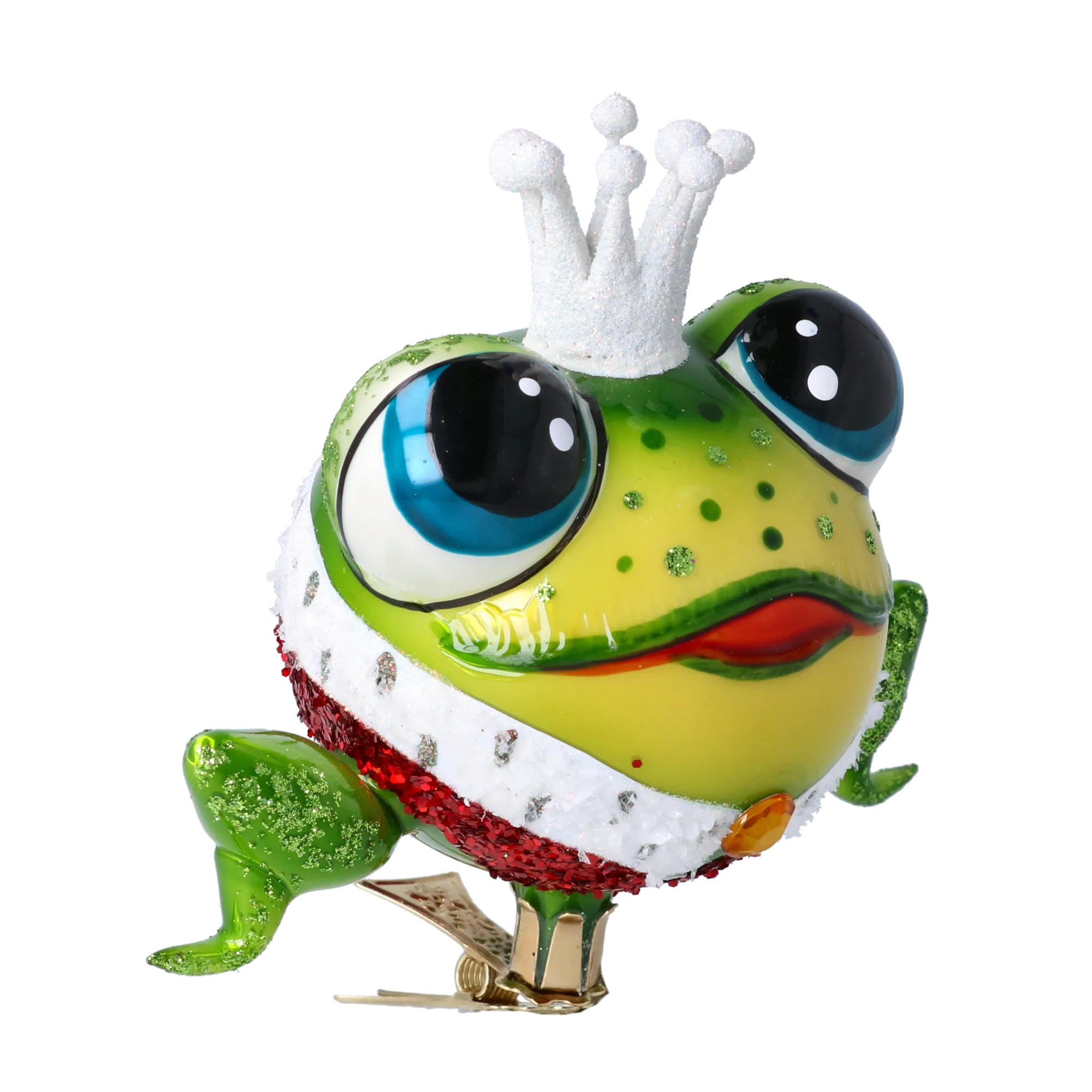 Royal Frog Prince. Handmade Glass Christmas ornament frog 2024-265