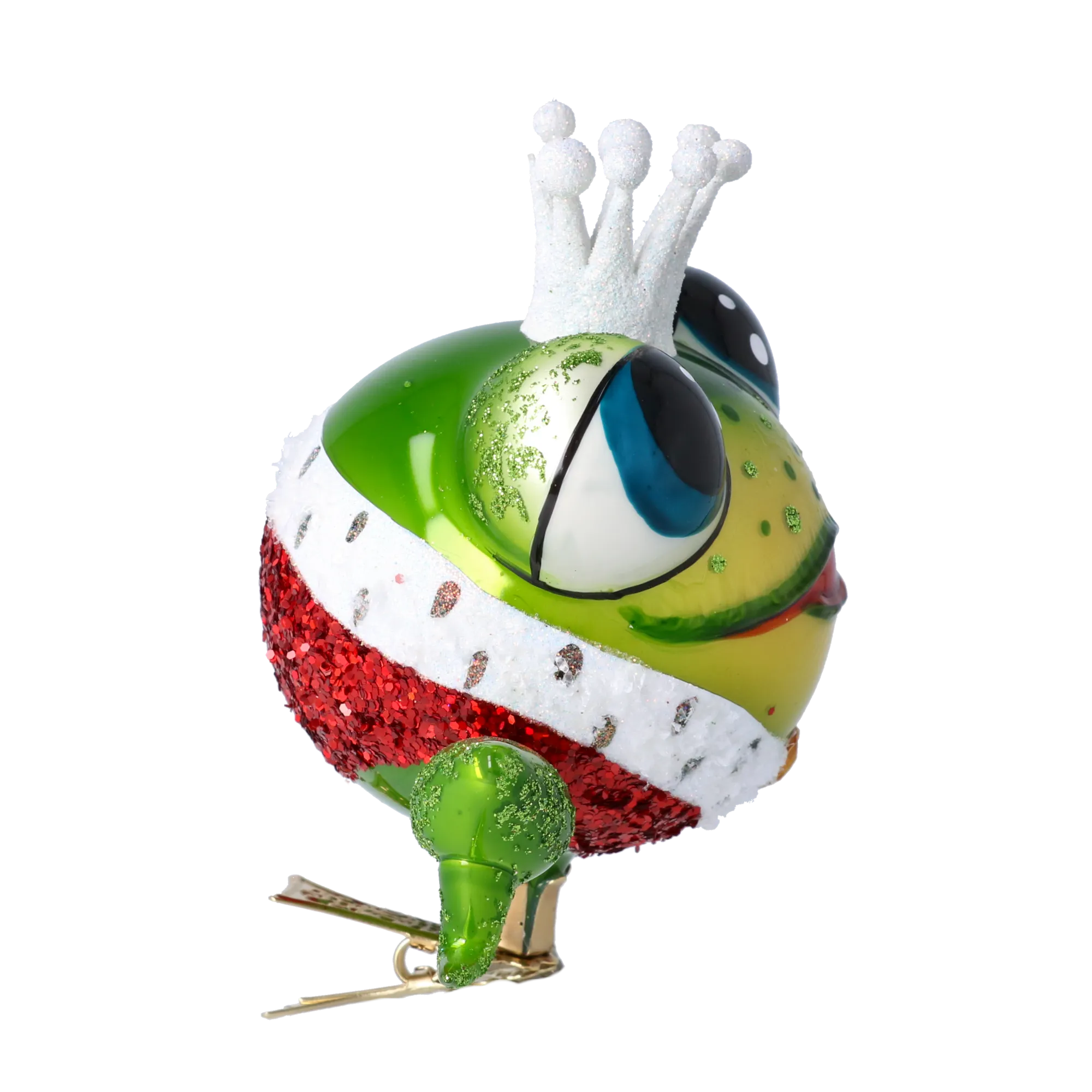 Royal Frog Prince. Handmade Glass Christmas ornament frog 2024-265