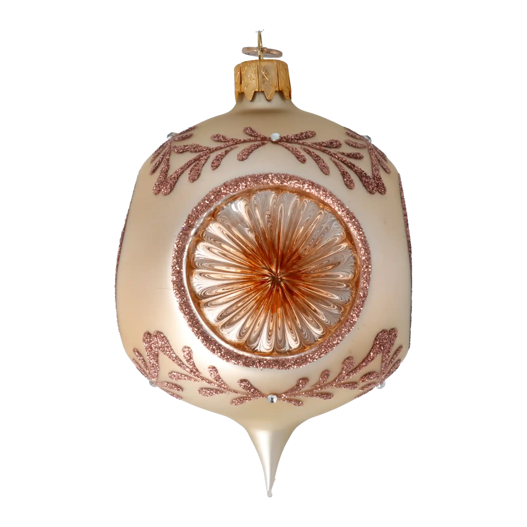 Ręcznie wykonana szklana ozdoba świąteczna Drop o połysku szampańskim