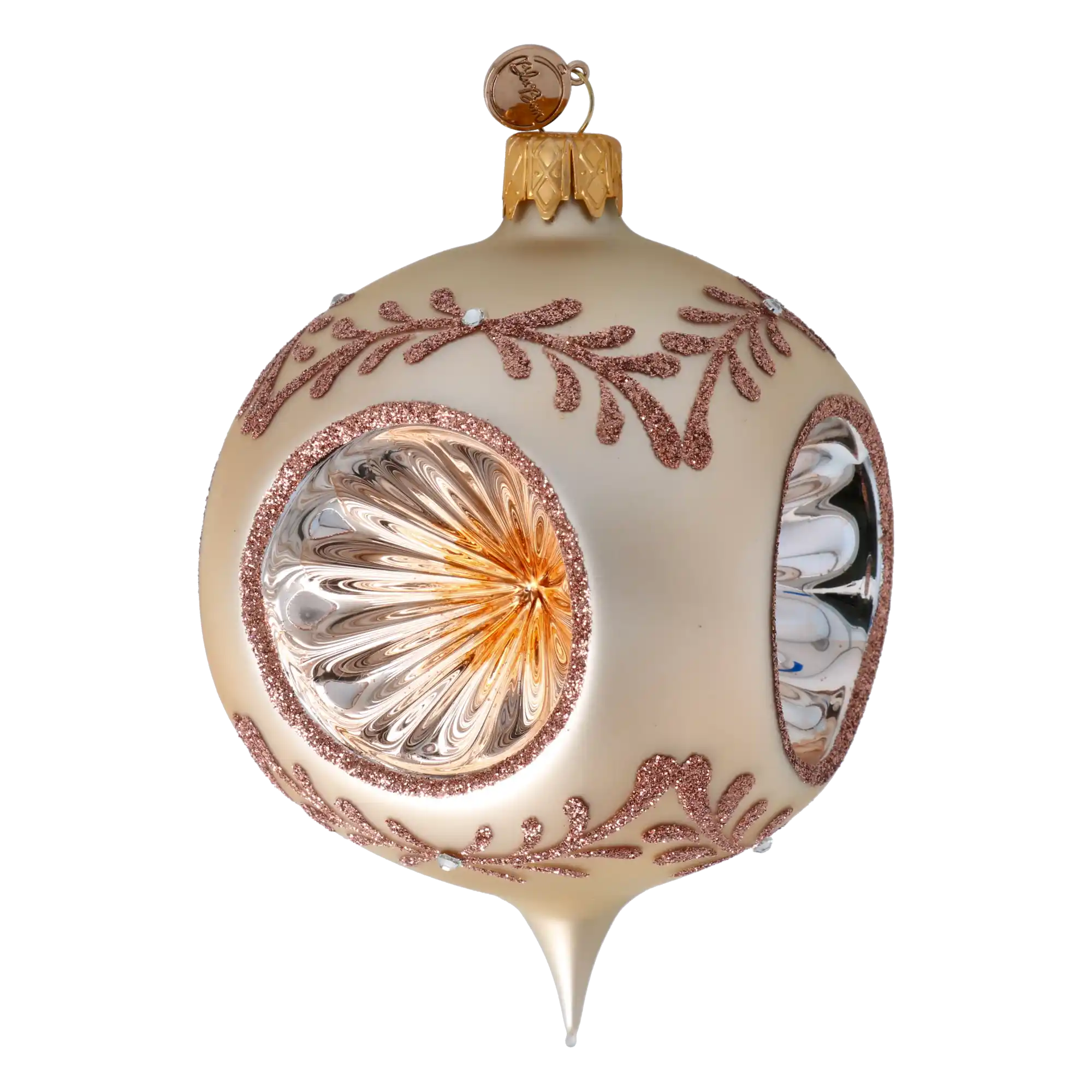 Ręcznie wykonana szklana ozdoba świąteczna Drop o połysku szampańskim