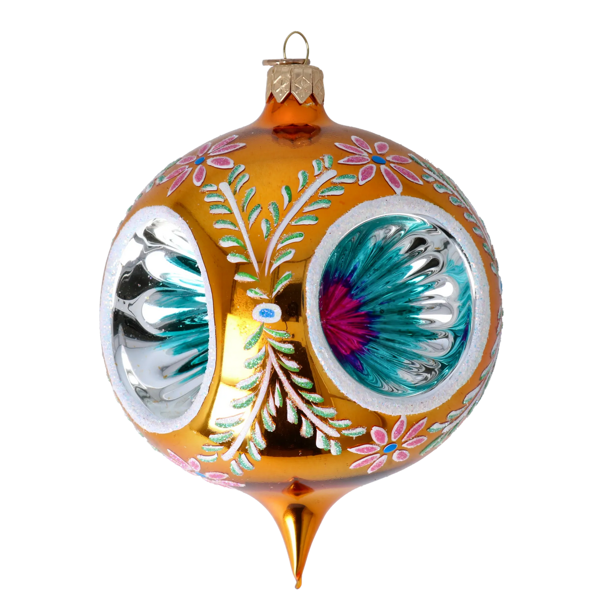 Gilded Azure Solstice | Hand-Painted Glass Ornament | Blubom 2024-270