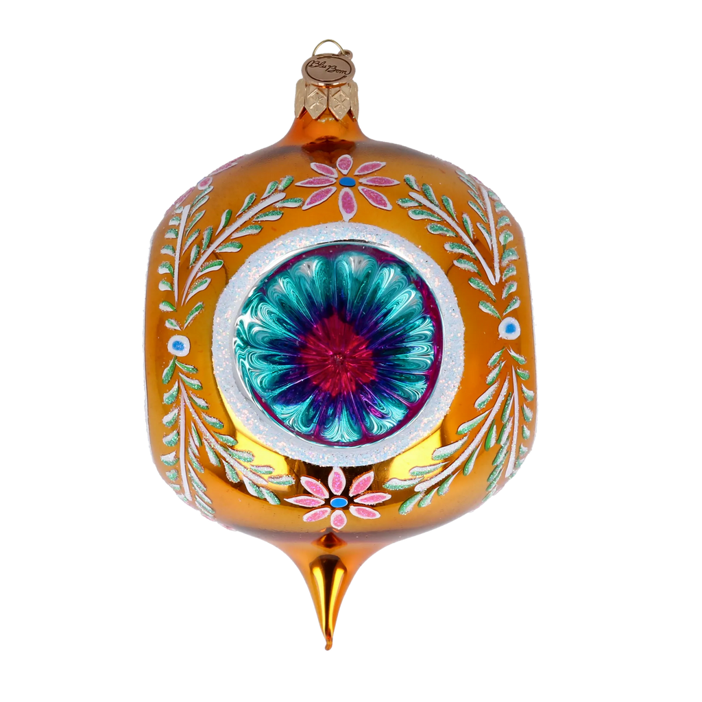 Gilded Azure Solstice | Hand-Painted Glass Ornament | Blubom 2024-270