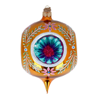 Gilded Azure Solstice | Hand-Painted Glass Ornament | Blubom 2024-270