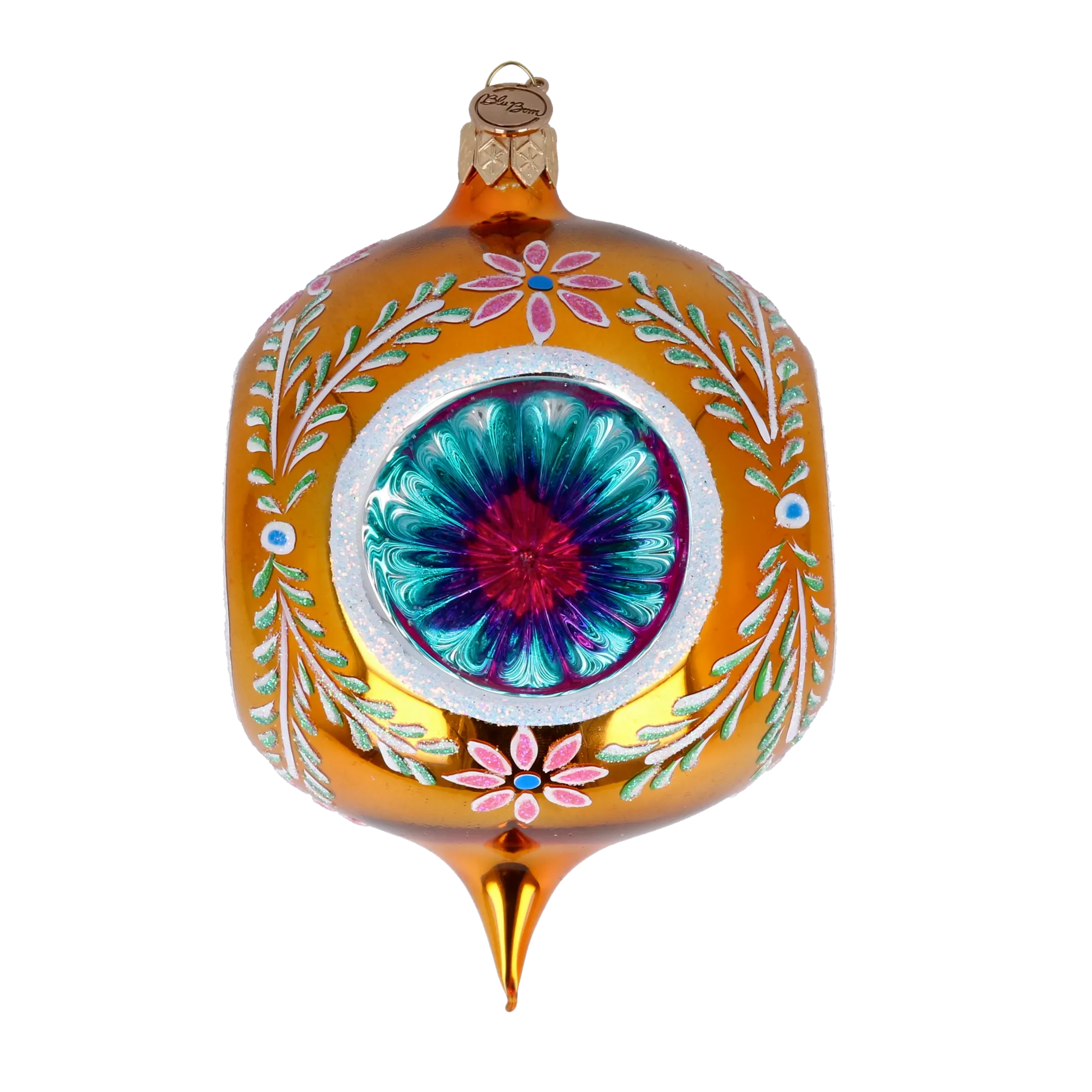 Gilded Azure Solstice | Hand-Painted Glass Ornament | Blubom 2024-270