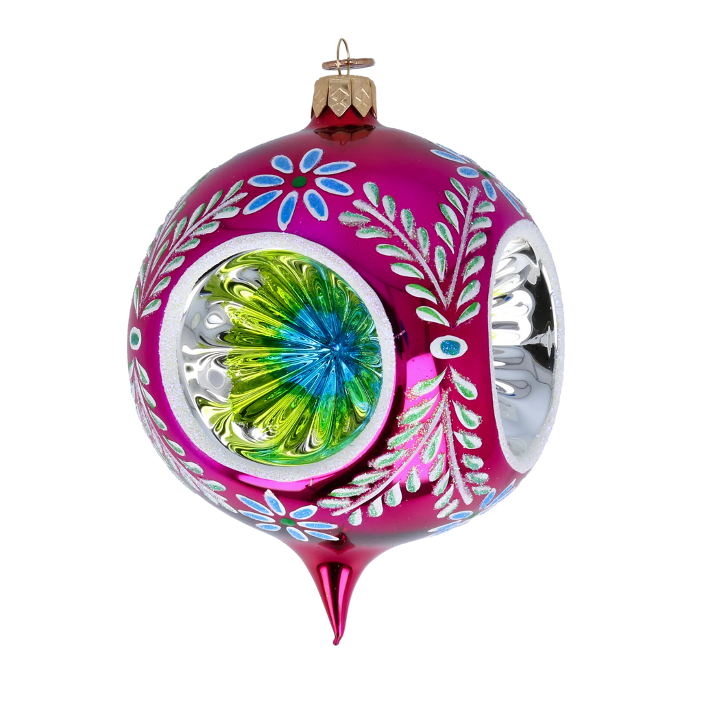 Magenta Garden Echo | Hand-Painted Glass Ornament | Blubom 2024-272