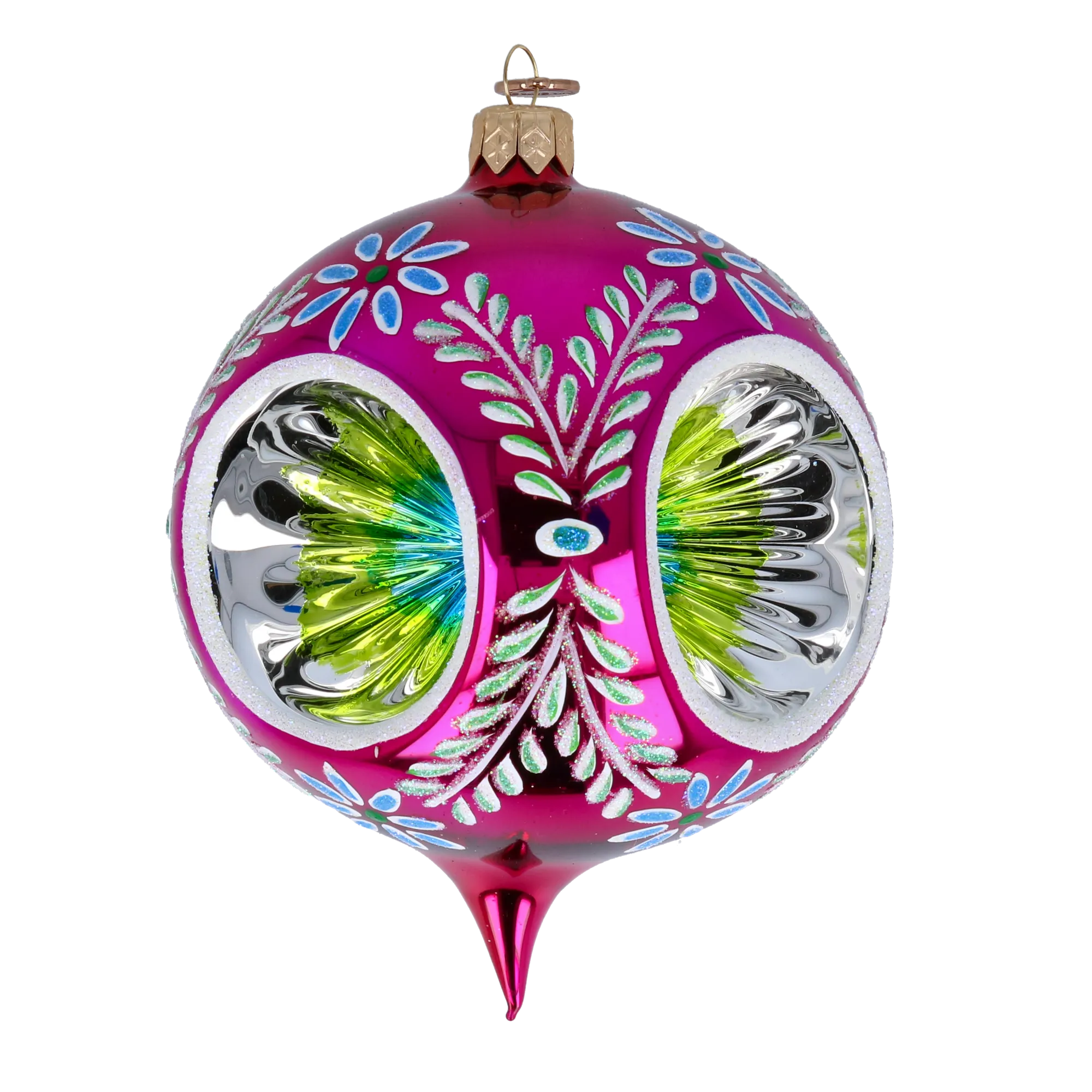 Headlights -Fuchsia skylight. Handmade Glass Christmas ornament. 2024-272