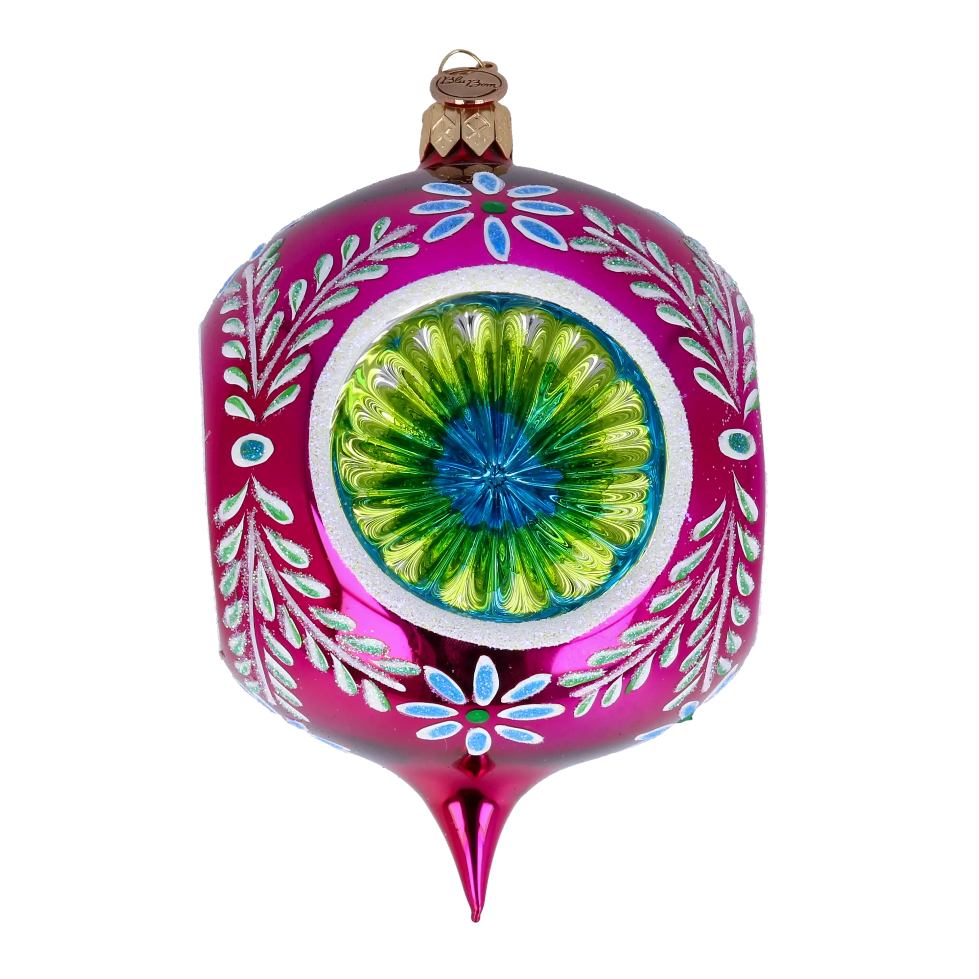 Headlights -Fuchsia skylight. Handmade Glass Christmas ornament. 2024-272