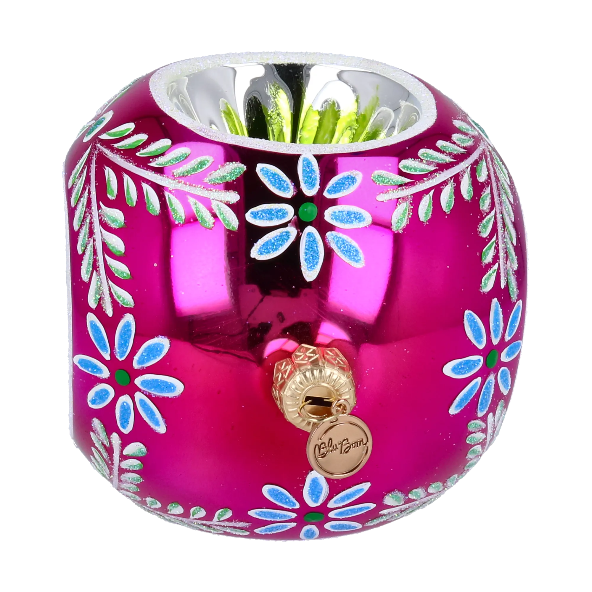 Headlights -Fuchsia skylight. Handmade Glass Christmas ornament. 2024-272