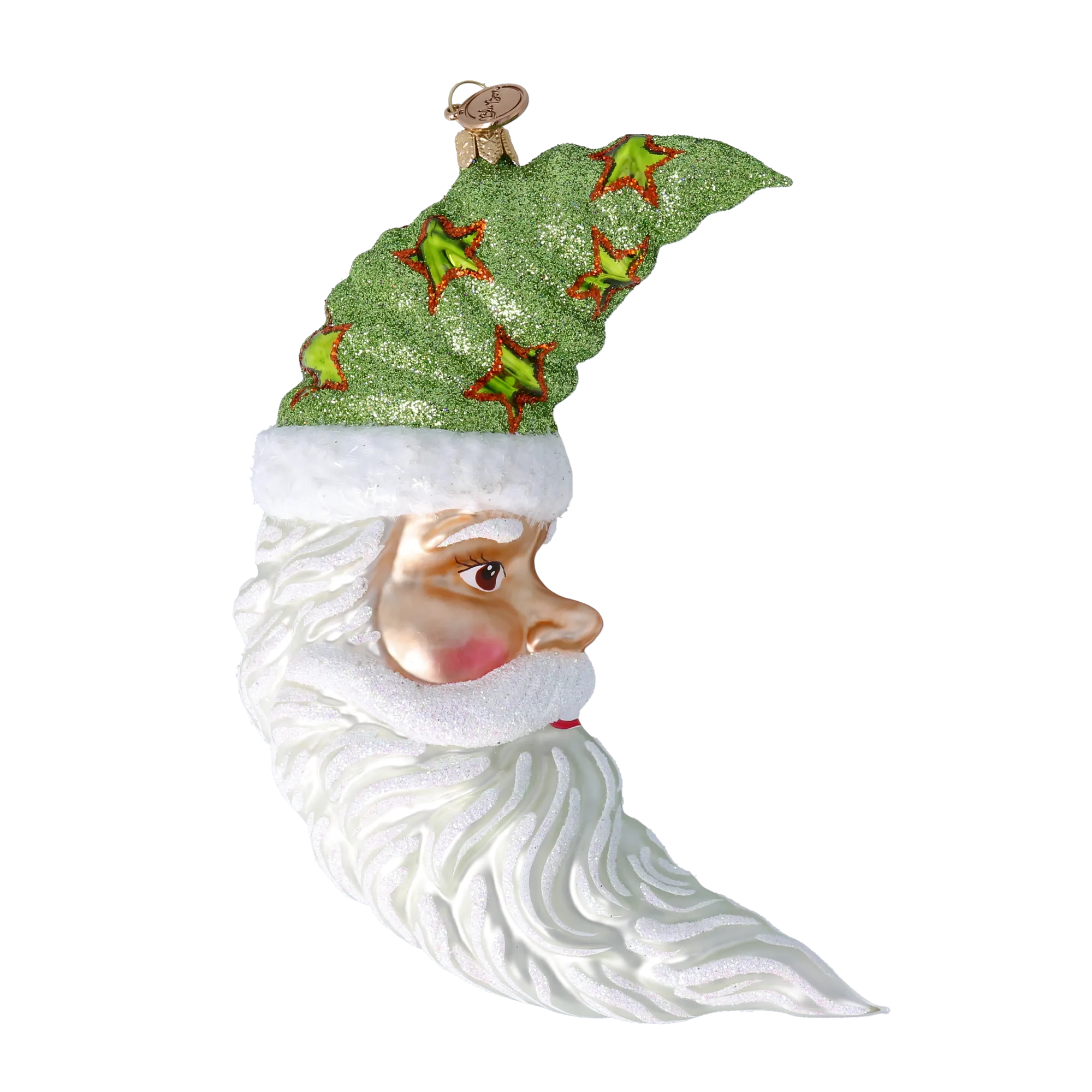 Lunar Santa - Star Glow Moon. Handmade Glass Christmas ornament. 2024-276