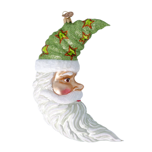 Lunar Santa - Star Glow Moon. Handmade Glass Christmas ornament. 2024-276