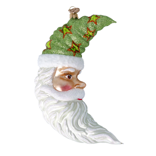 Lunar Santa - Star Glow Moon. Handmade Glass Christmas ornament. 2024-276