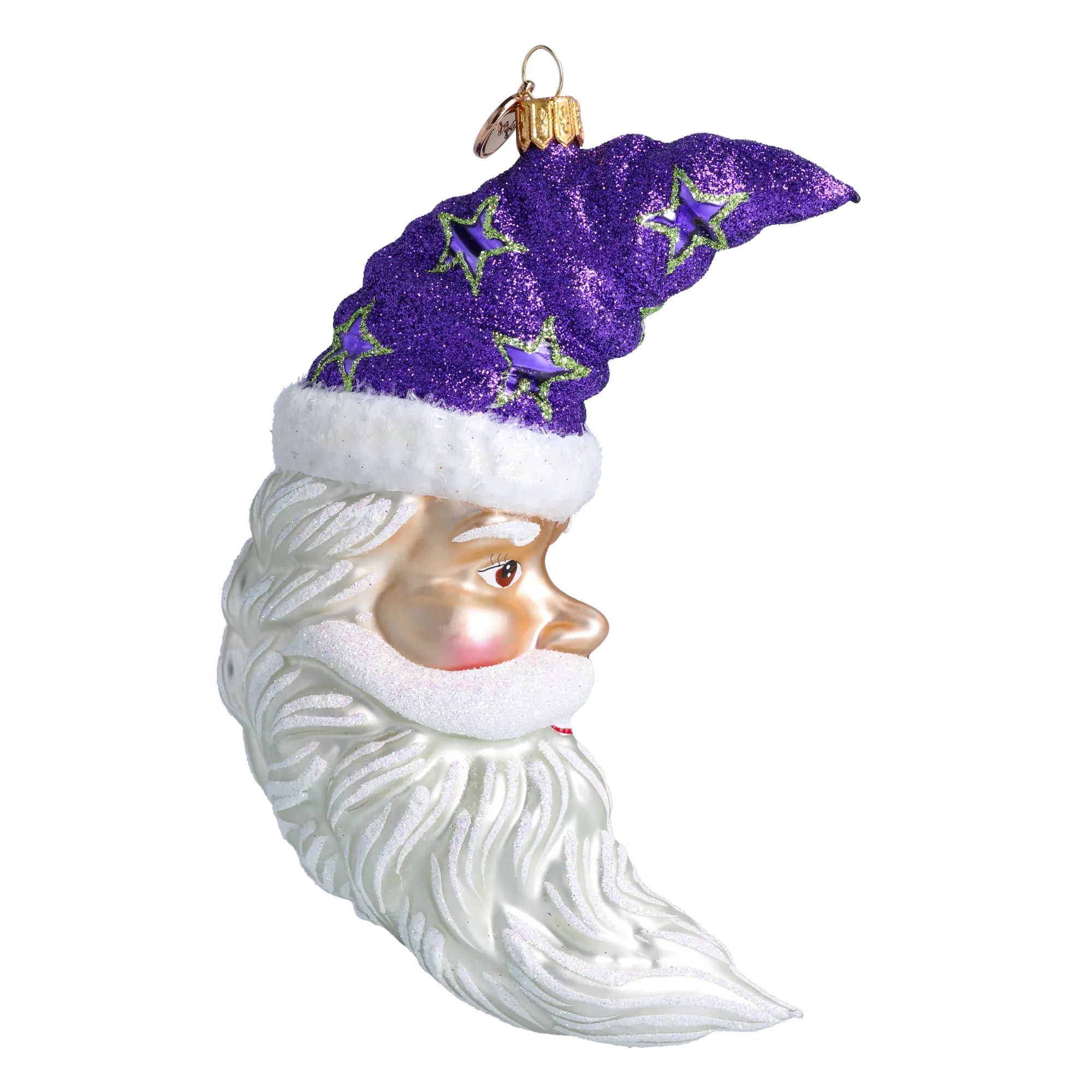 Moonlight Santa - Purple Starlight. Handmade Glass Christmas ornament. 2024-277