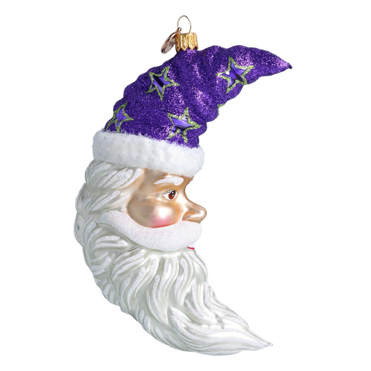 Moonlight Santa - Purple Starlight. Handmade Glass Christmas ornament. 2024-277