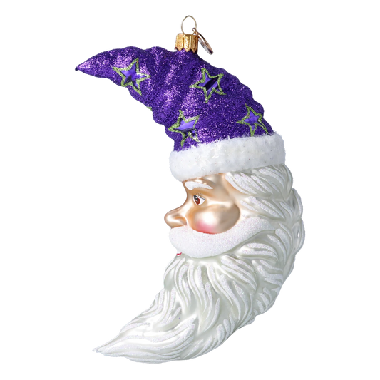 Moonlight Santa - Purple Starlight. Handmade Glass Christmas ornament. 2024-277