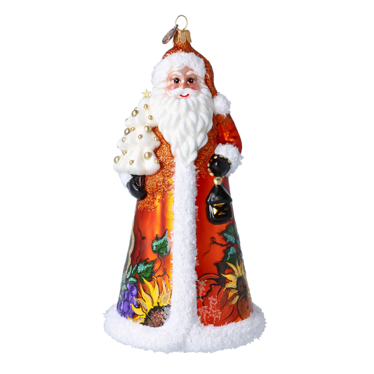 Thanksgiving Harvest Santa Handmade Glass Christmas ornament 2024-283