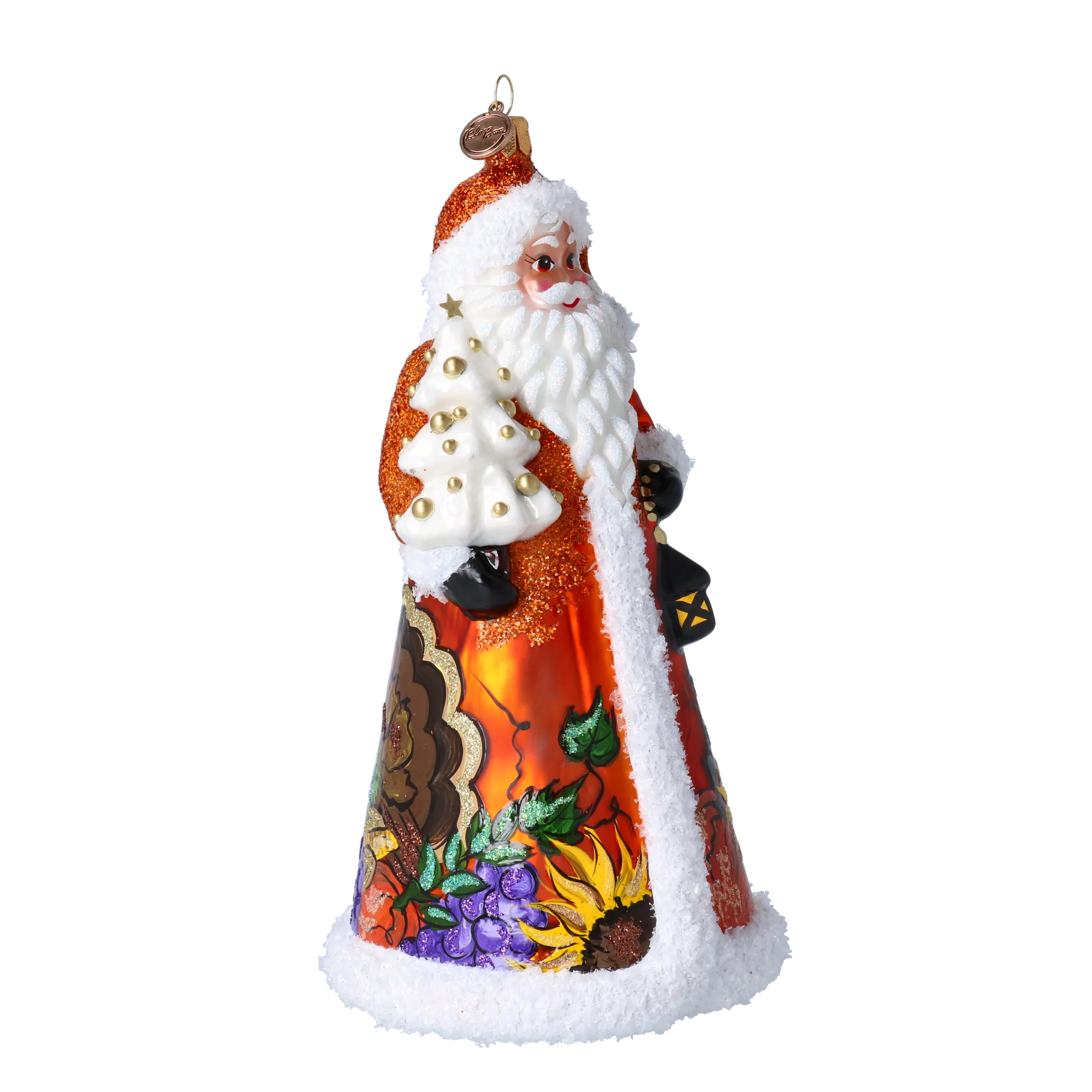Thanksgiving Harvest Santa Handmade Glass Christmas ornament 2024-283