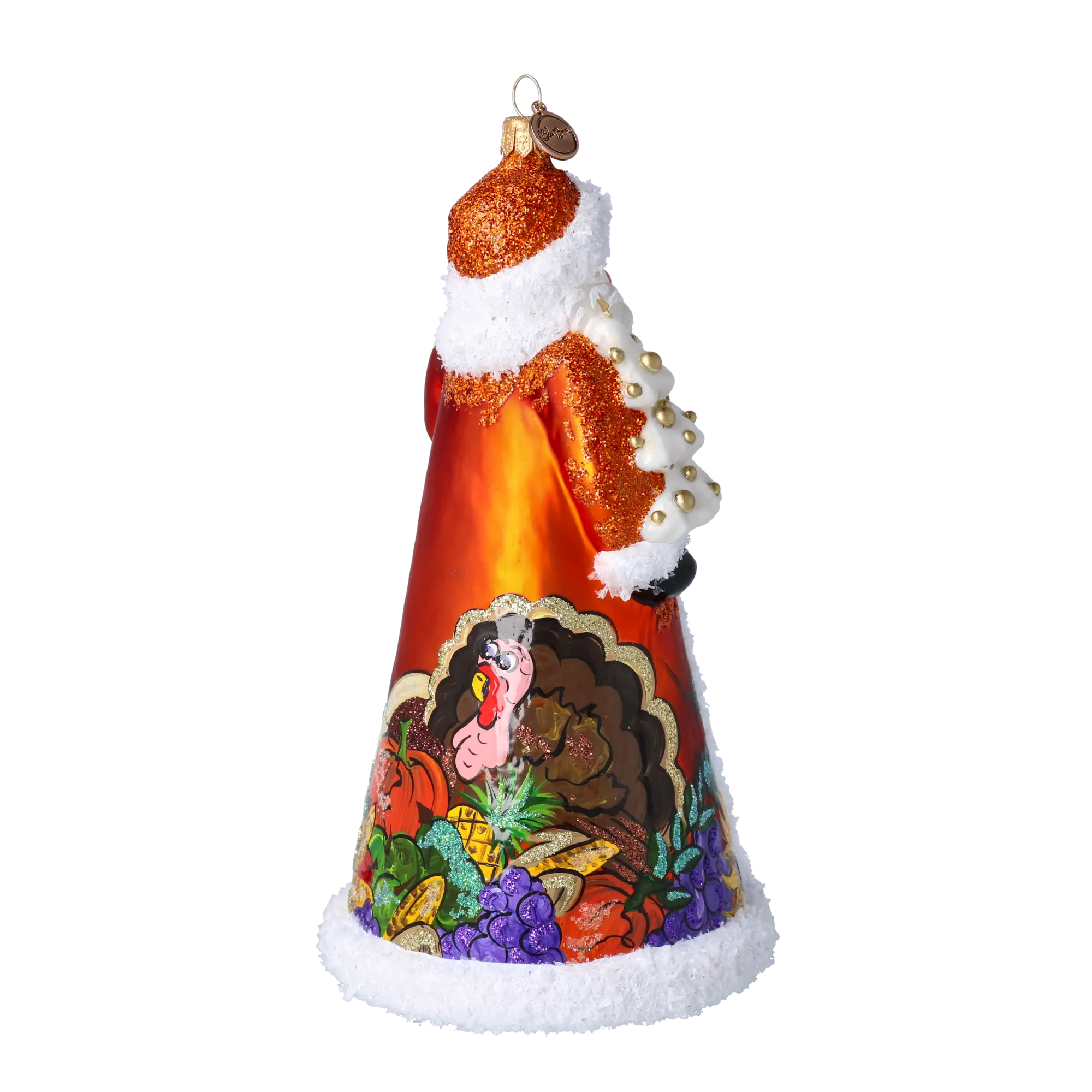 Thanksgiving Harvest Santa Handmade Glass Christmas ornament 2024-283