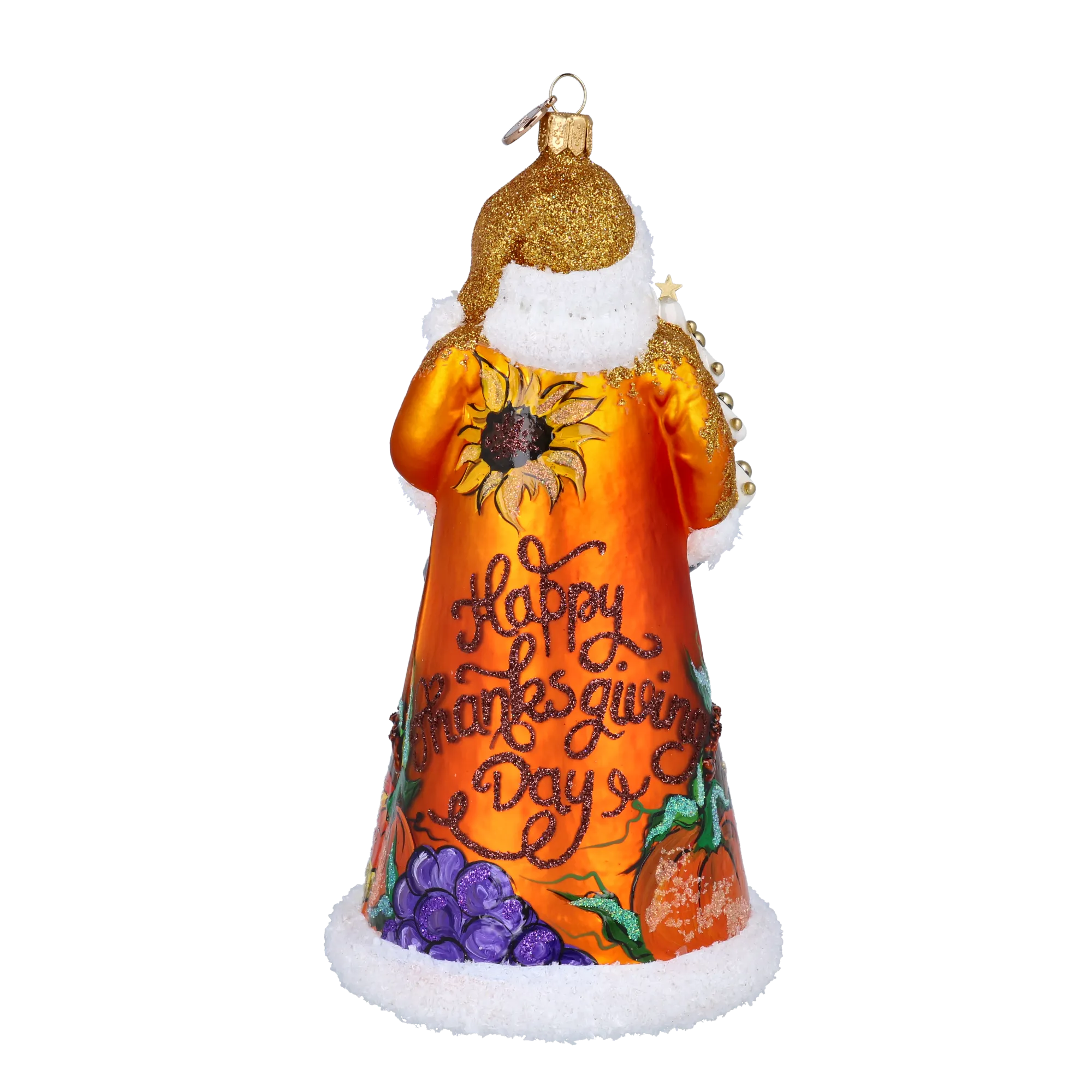 Thanksgiving Santa Claus. Handmade Glass Christmas ornament. 2024-284