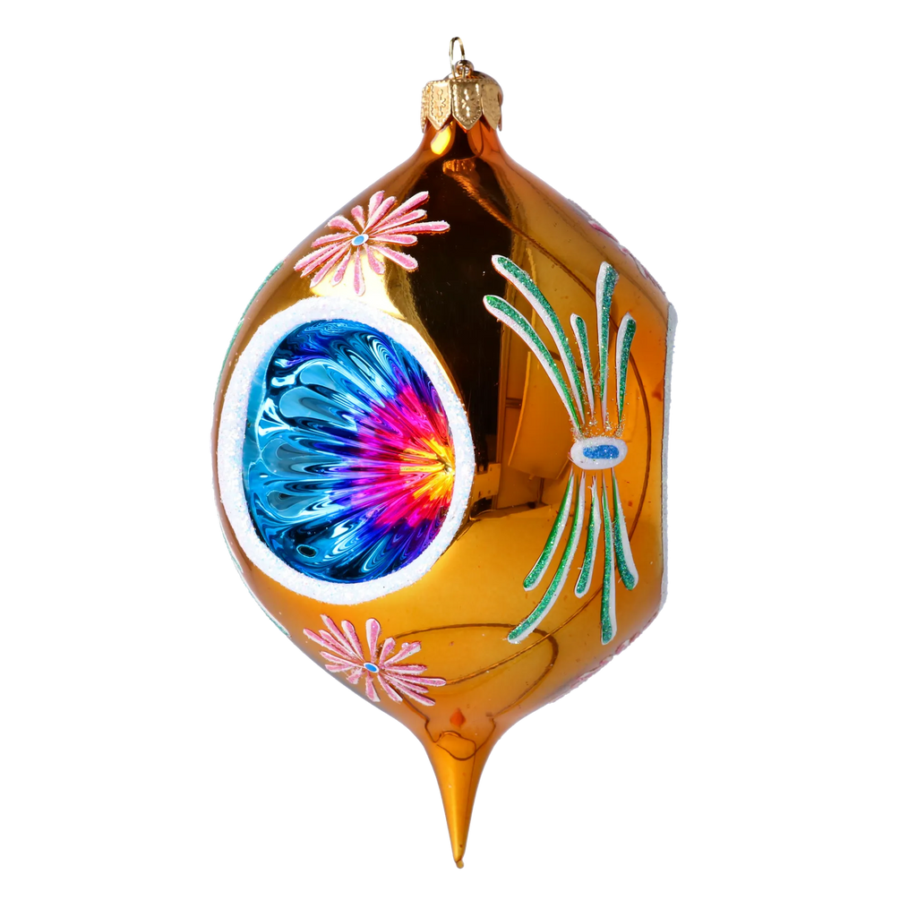 Saffron Radiant Echo | Hand-Painted Glass Ornament | Blubom 2024-288