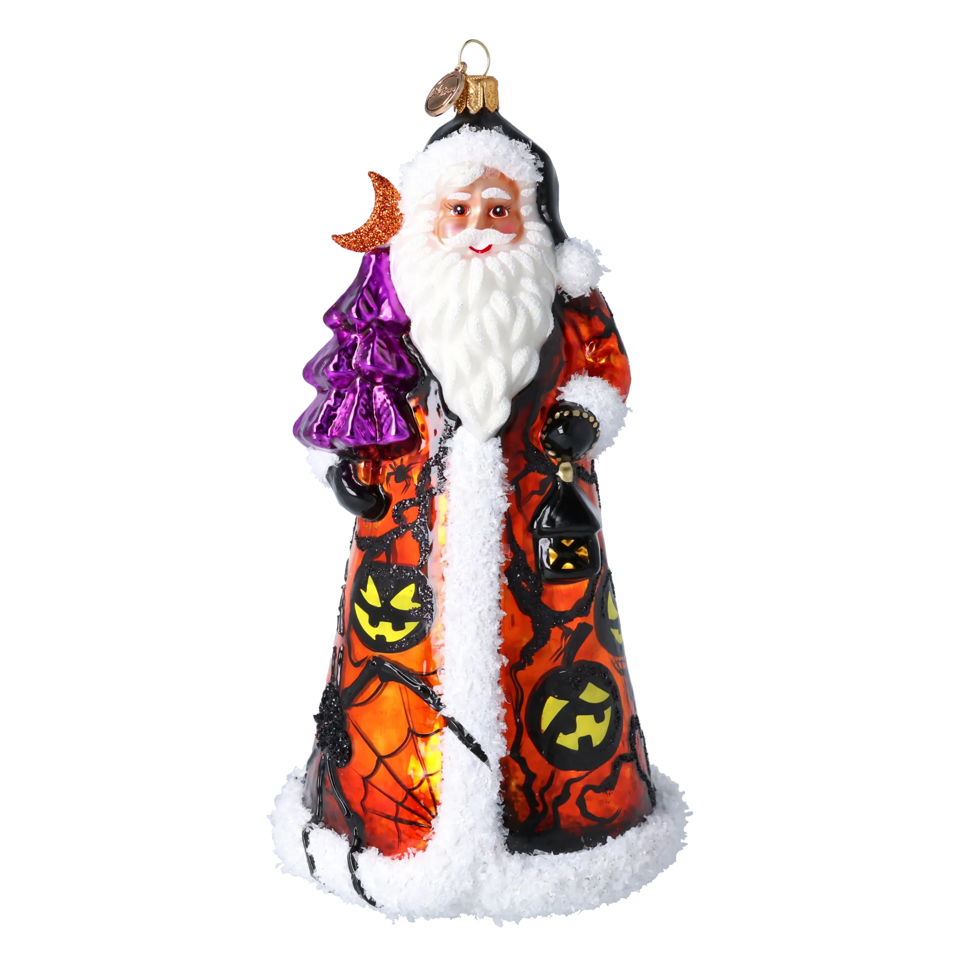 Midnight Pumpkin Santa Claus Premium christmas glass ornament 2024-291