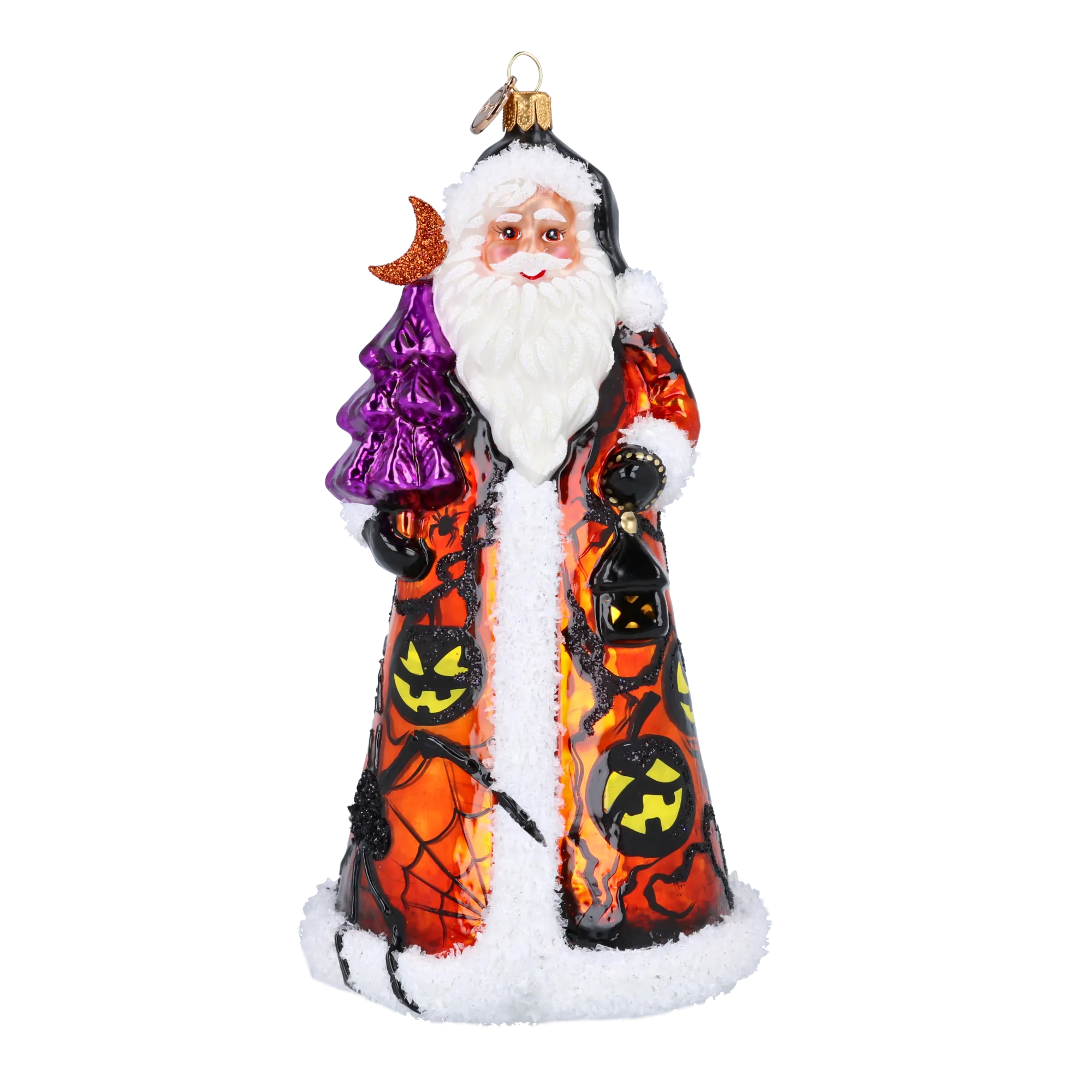 Midnight Pumpkin Santa Claus Premium christmas glass ornament 2024-291