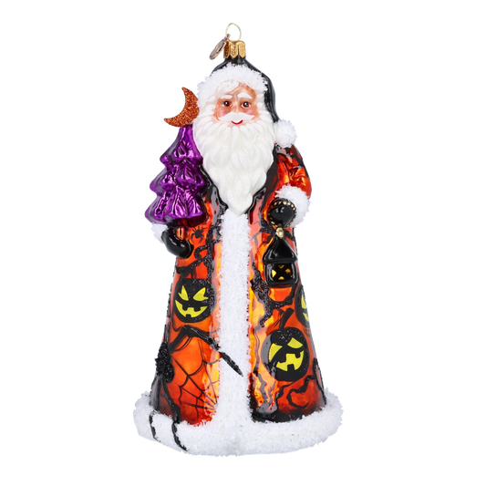 Midnight Pumpkin Santa Claus Premium christmas glass ornament 2024-291