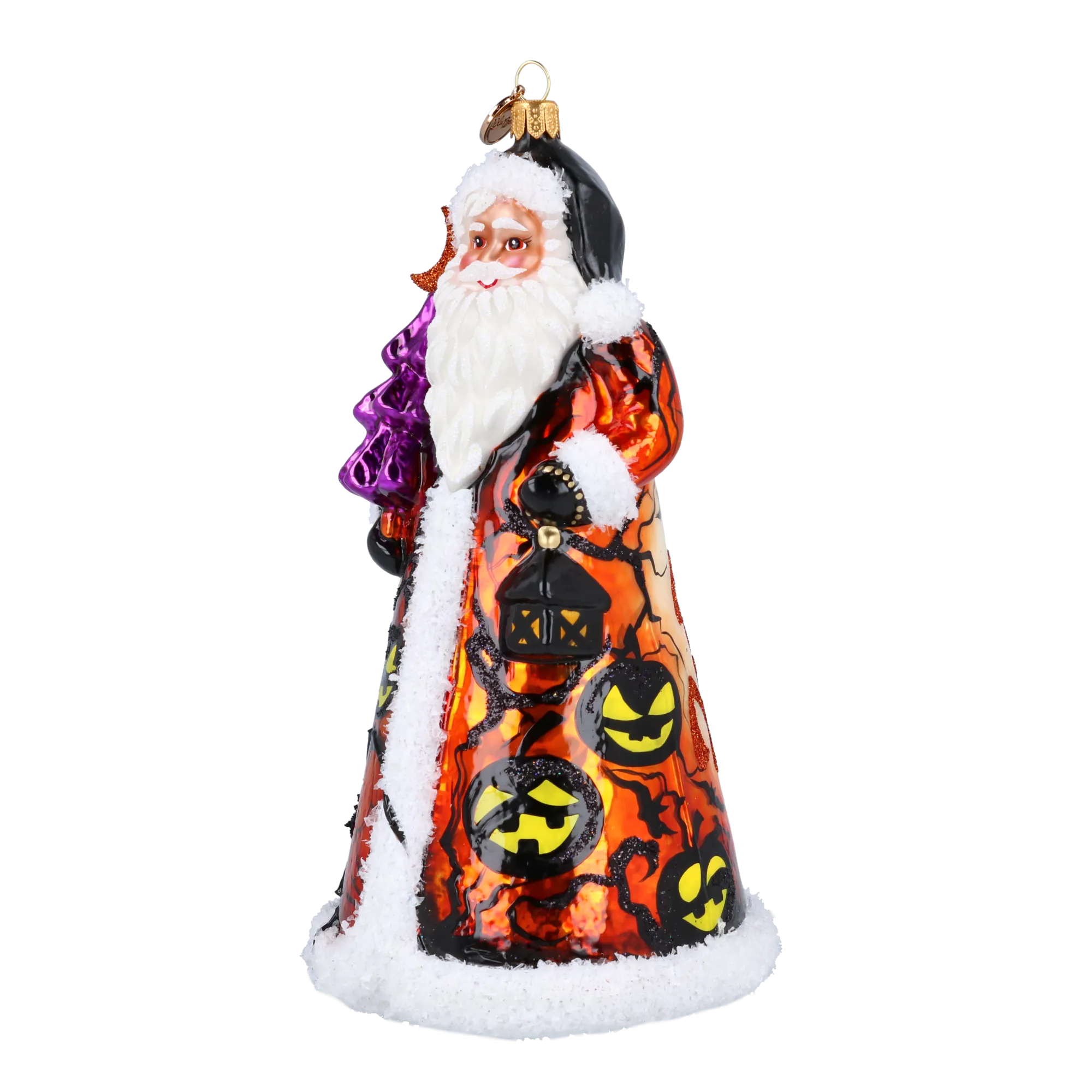 Midnight Pumpkin Santa Claus Premium christmas glass ornament 2024-291