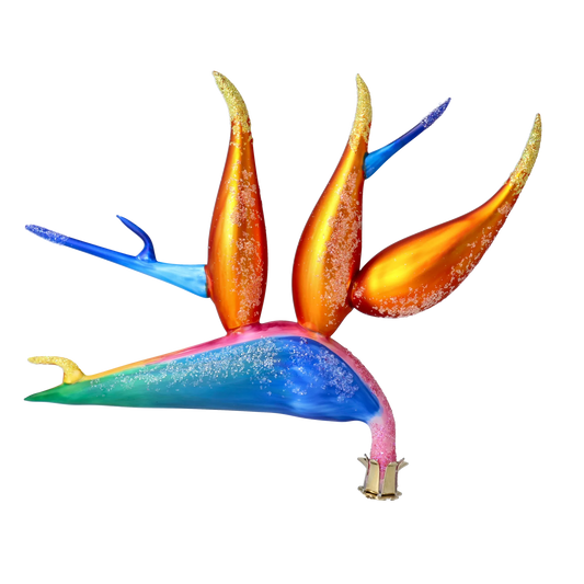 Bird of Paradise Flower -Exotic Strelitzia. Handmade Glass Christmas ornament. 2024-301