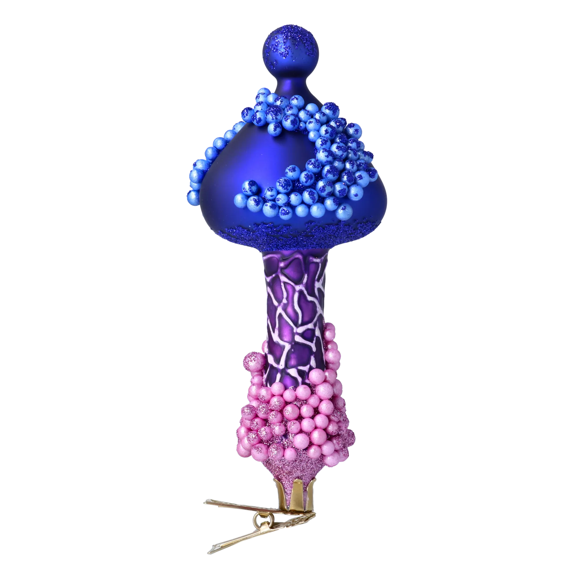 Midnight Sapphire Mystic Toadstool Premium christmas glass ornament 2024-302