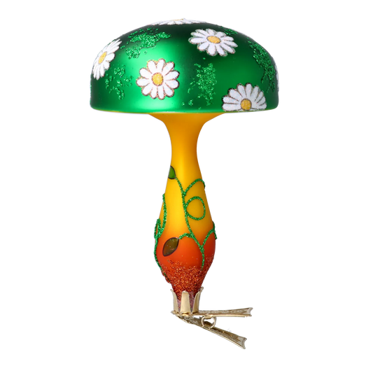 Emerald Daisy Toadstool Premium christmas glass ornament 2024-304