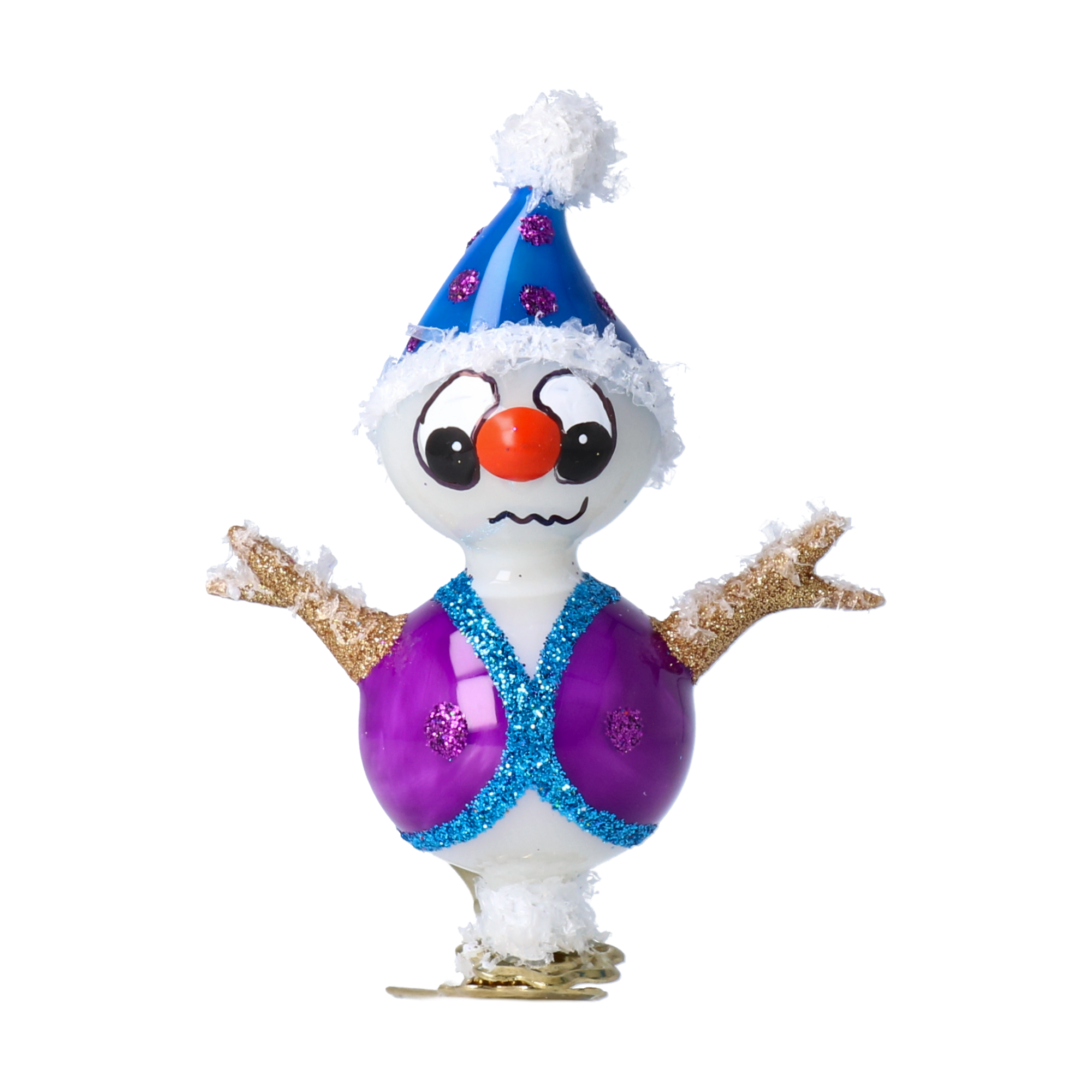 Bałwanek Śnieżny Dżentelmen Na Klipsie Szklana Ozdoba