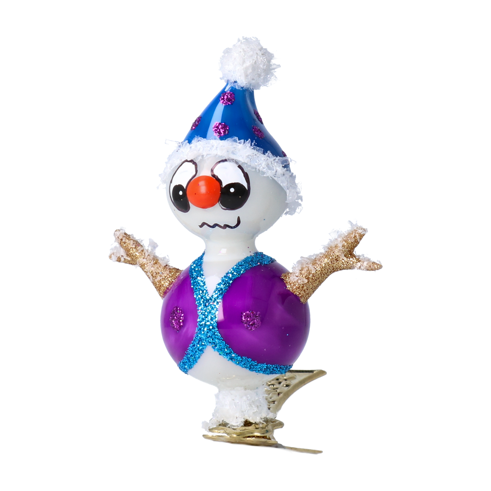 Bałwanek Śnieżny Dżentelmen Na Klipsie Szklana Ozdoba