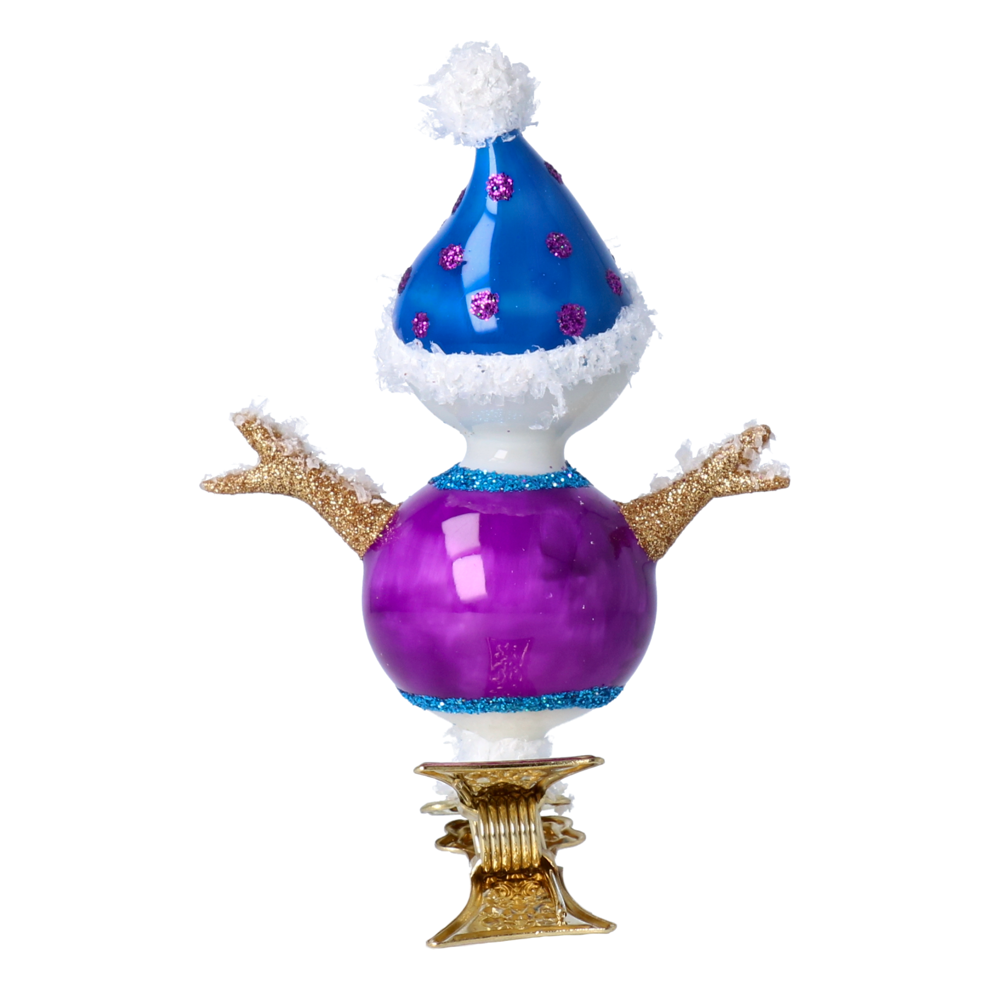 Bałwanek Śnieżny Dżentelmen Na Klipsie Szklana Ozdoba