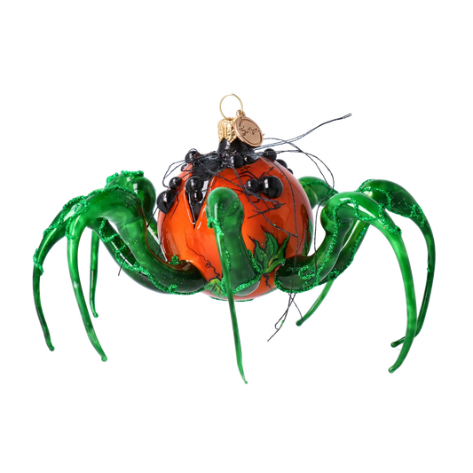 Emerald Legged Pumpkin Spider Premium christmas glass ornament 2024-325