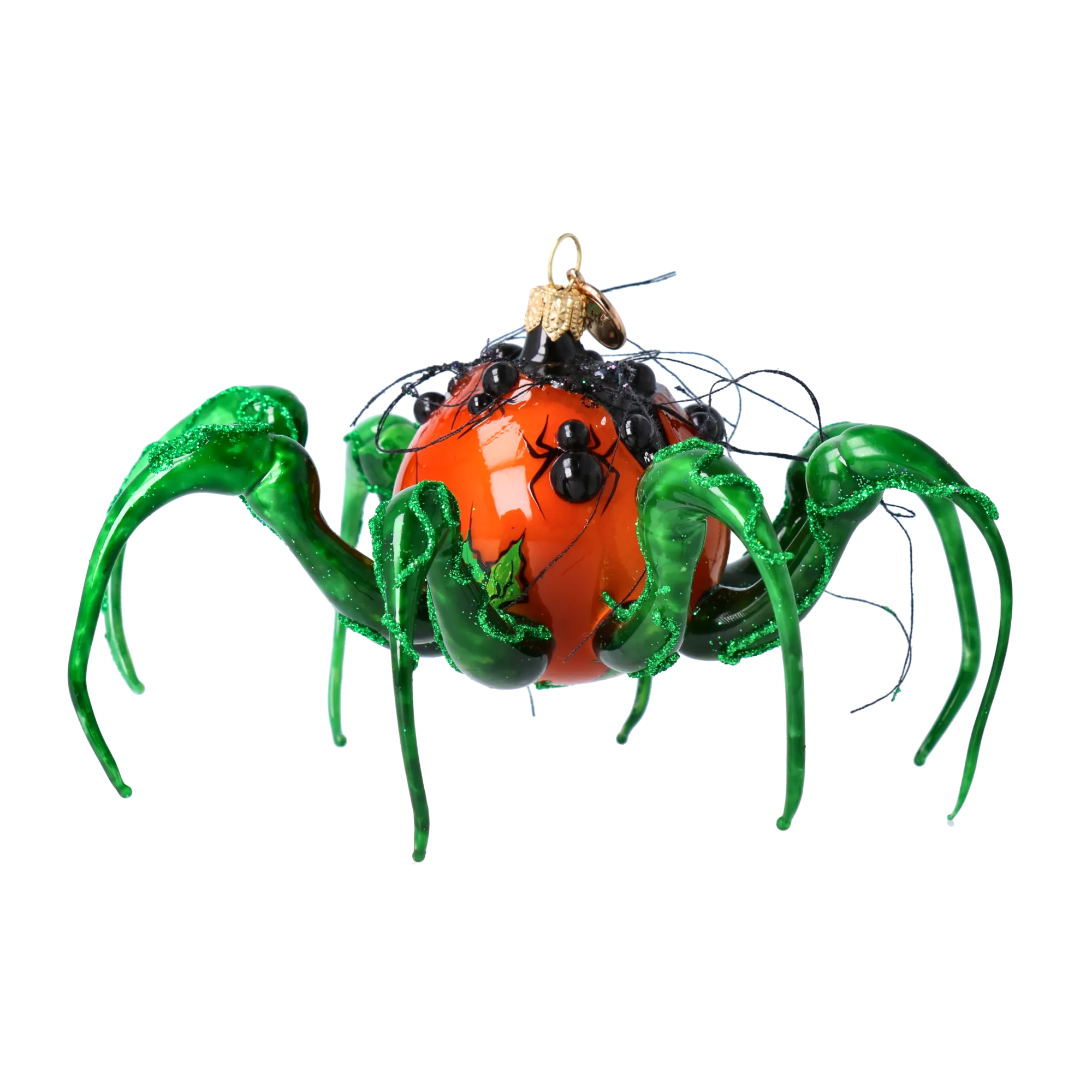 Emerald Legged Pumpkin Spider Premium christmas glass ornament 2024-325