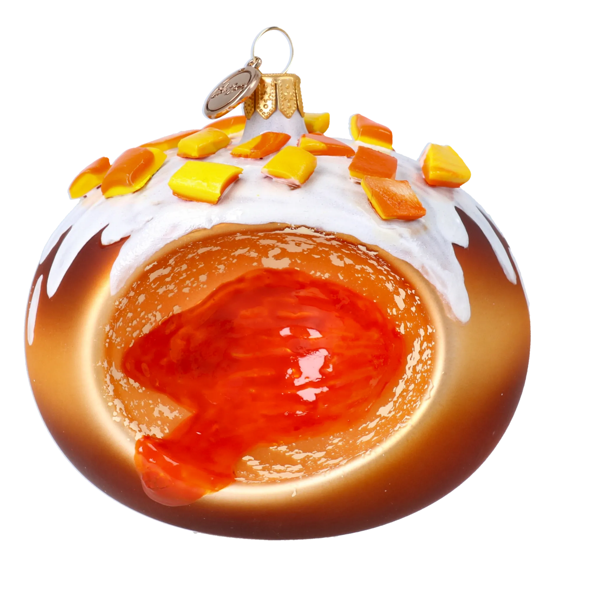 Golden Glazed Jam Donut Premium christmas glass ornament 2024-330