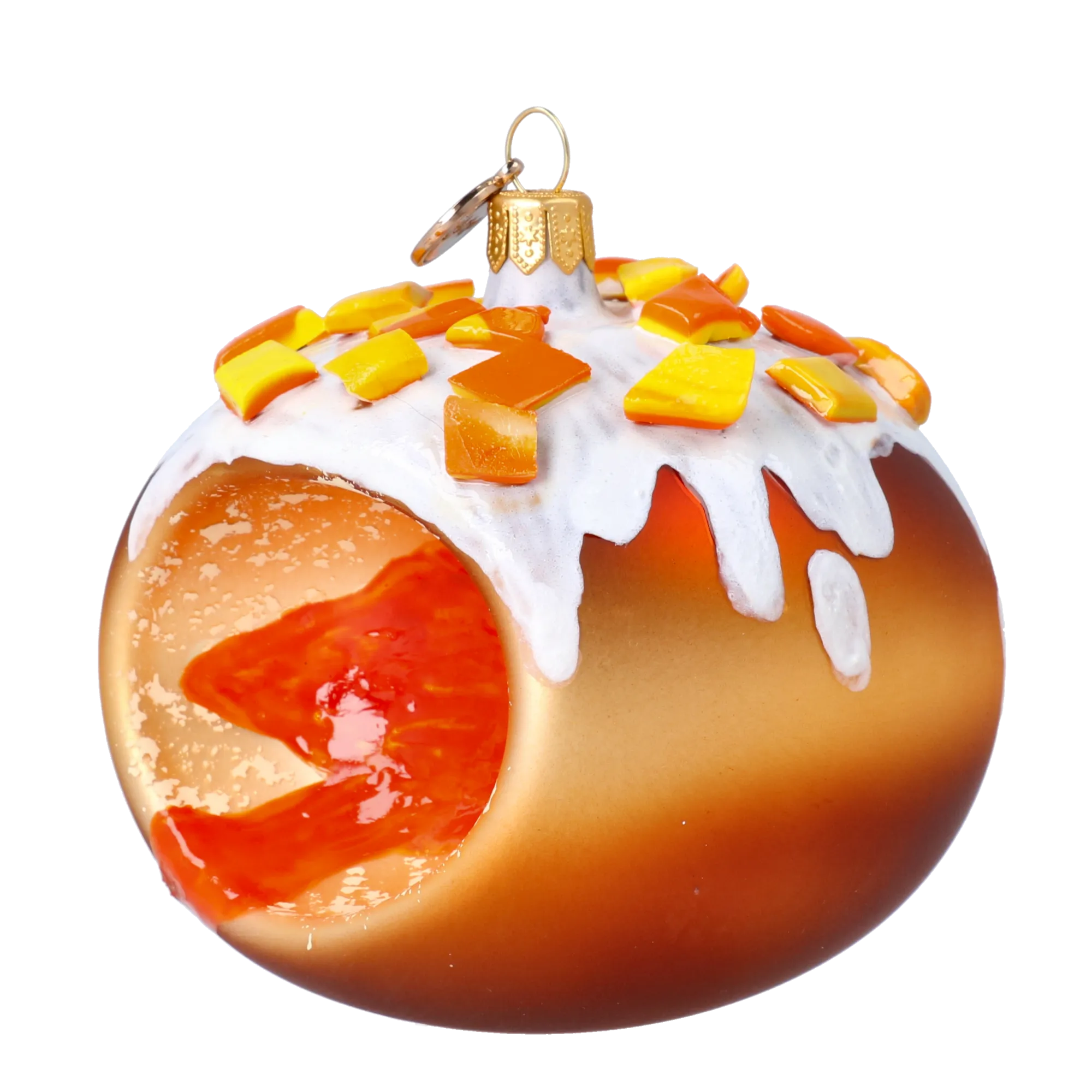 Golden Glazed Jam Donut Premium christmas glass ornament 2024-330