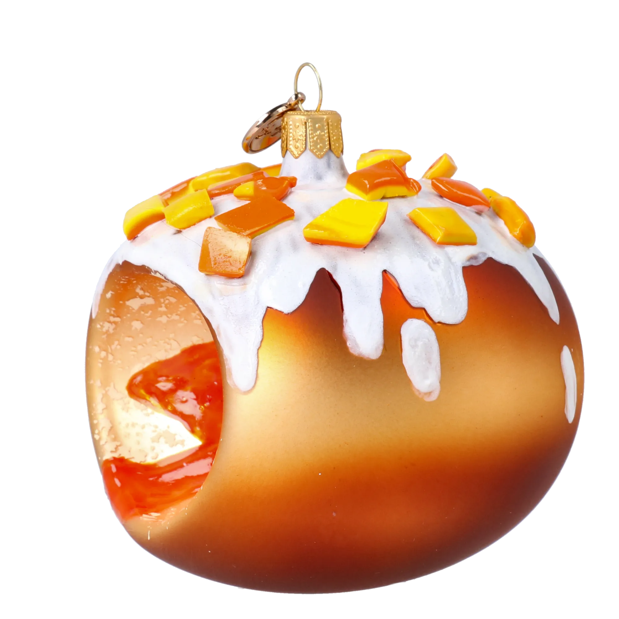 Golden Glazed Jam Donut Premium christmas glass ornament 2024-330