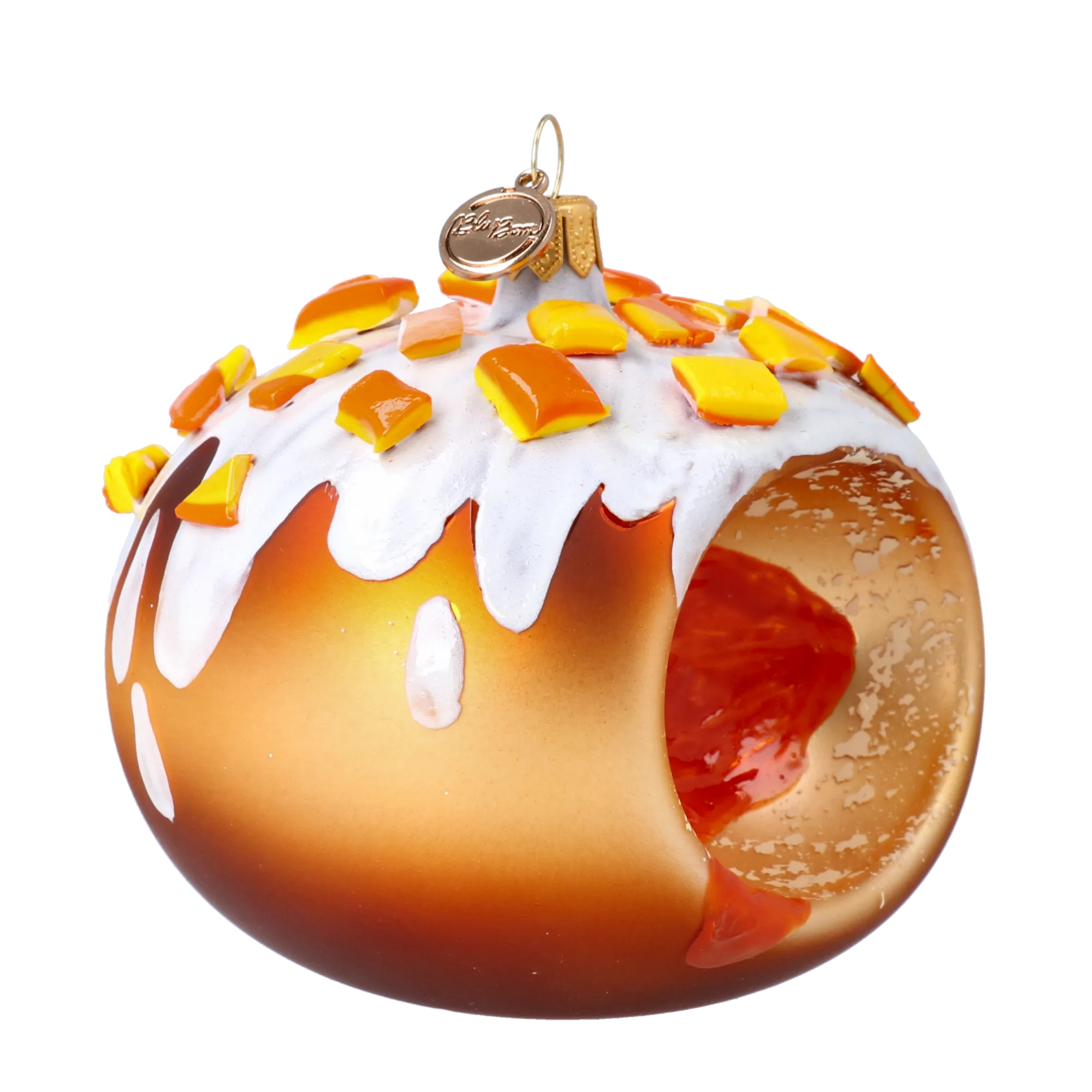 Golden Glazed Jam Donut Premium christmas glass ornament 2024-330