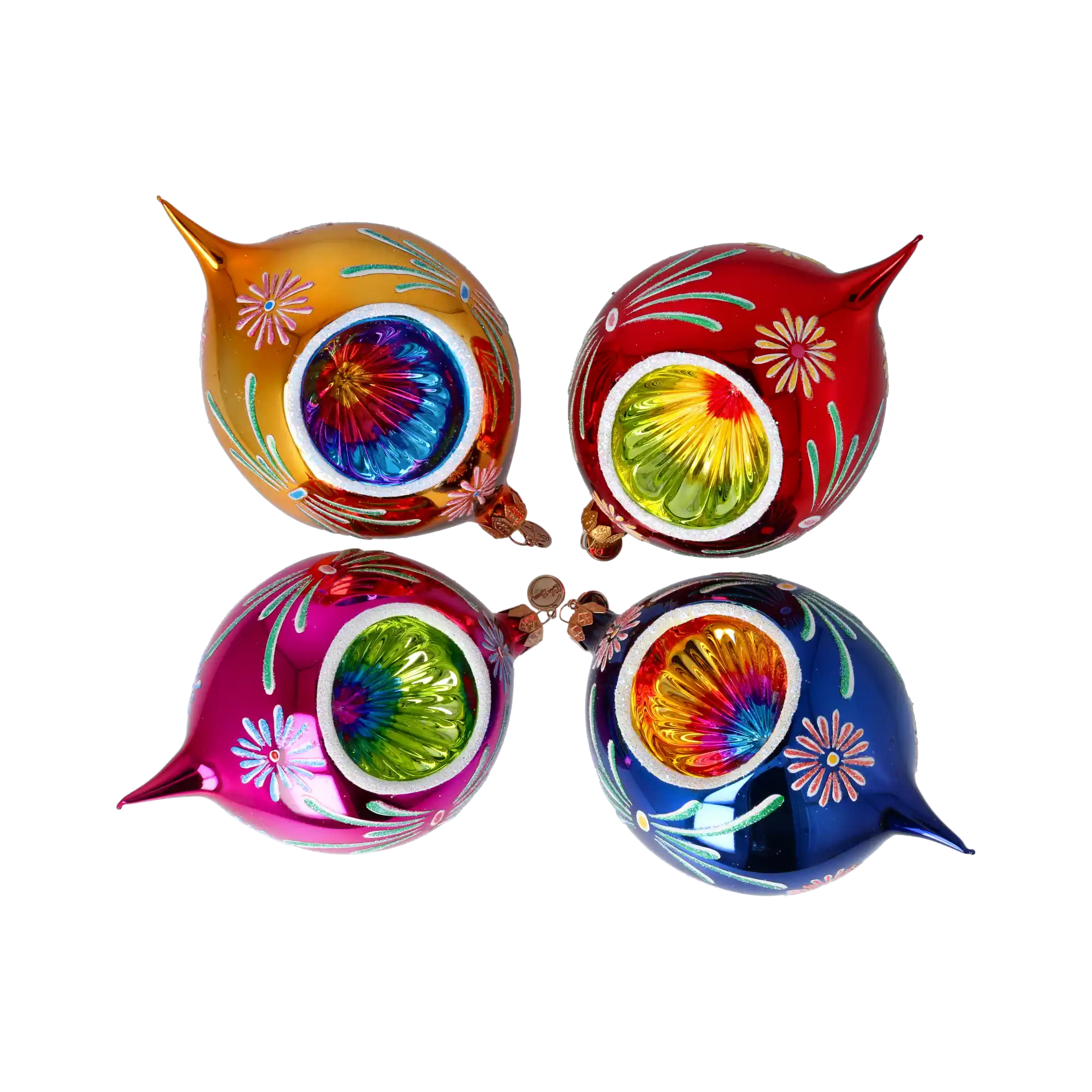 Colorful Christmas Set of 4 Colorful  Handmade Glass Christmas ornament. If