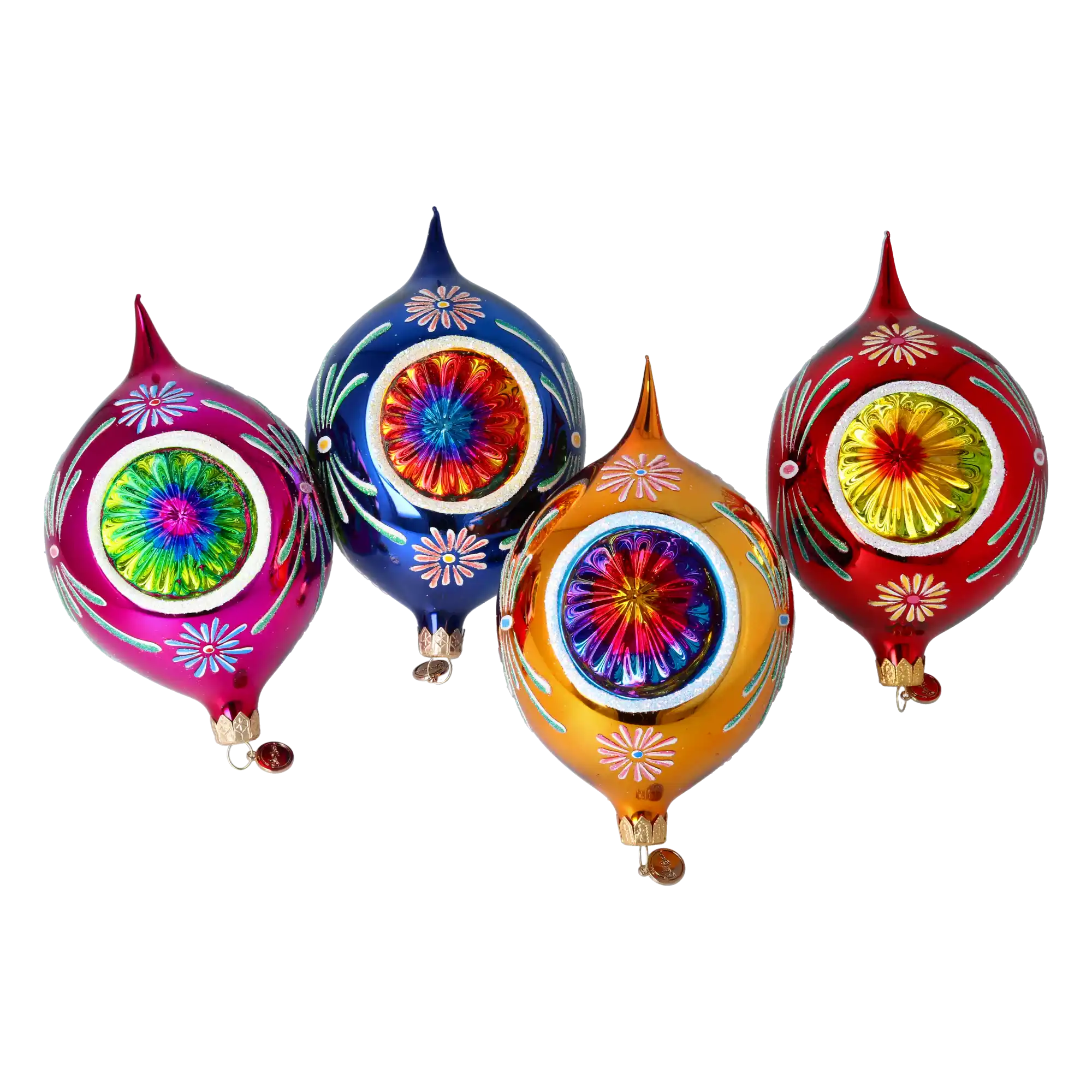 Colorful Christmas Set of 4 Colorful  Handmade Glass Christmas ornament. If