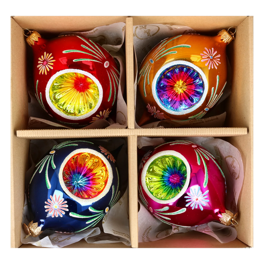 Colorful Christmas Set of 4 Colorful  Handmade Glass Christmas ornament. If 2024-331