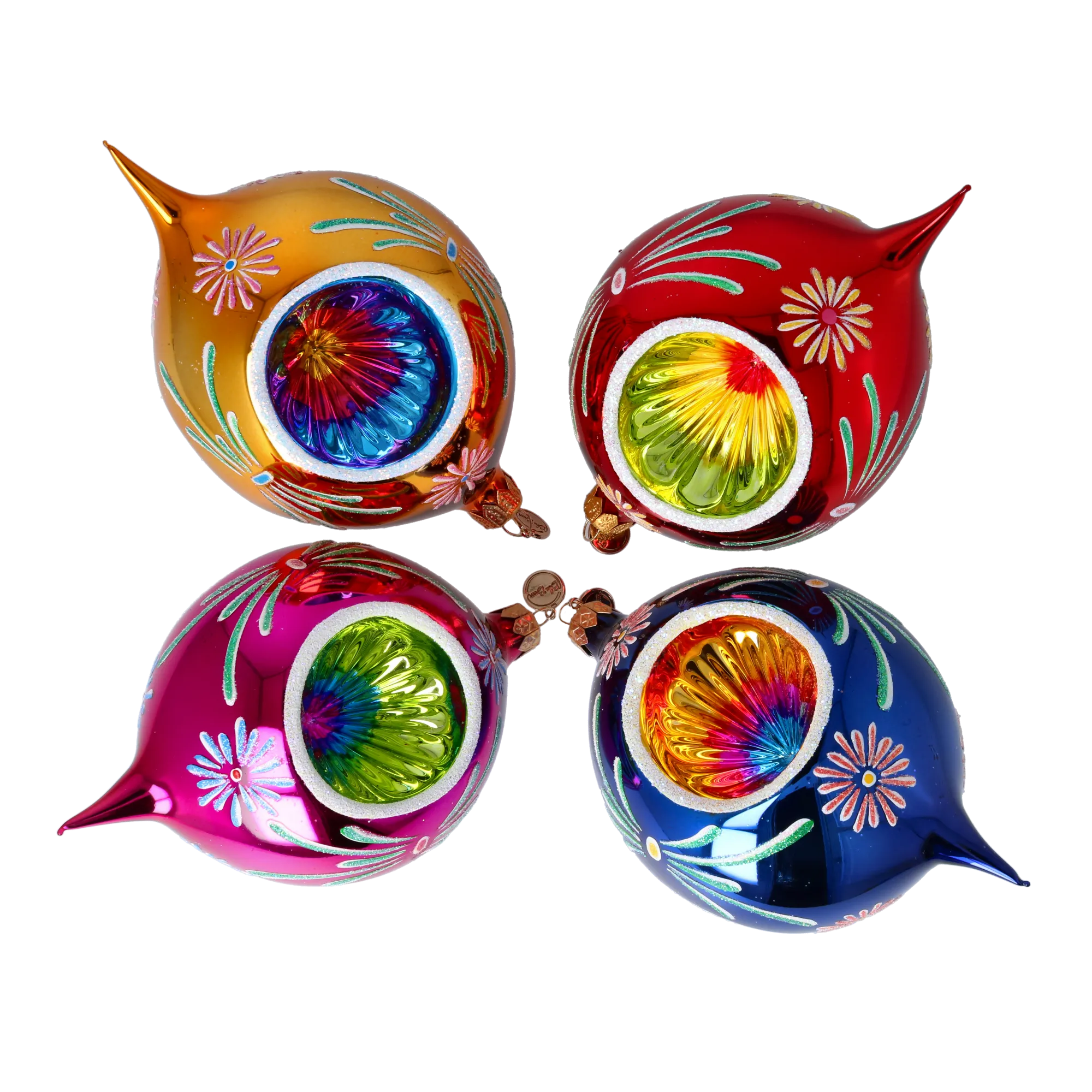 Colorful Christmas Set of 4 Colorful  Handmade Glass Christmas ornament. If 2024-331