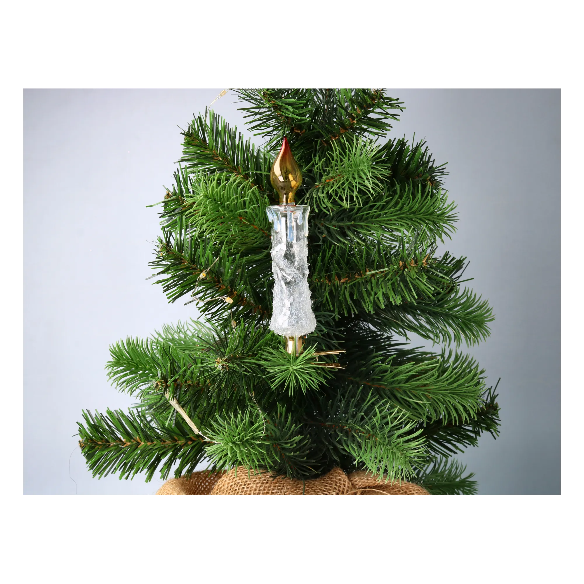 Crystalline Amber Candle Premium christmas glass ornament 2025-001