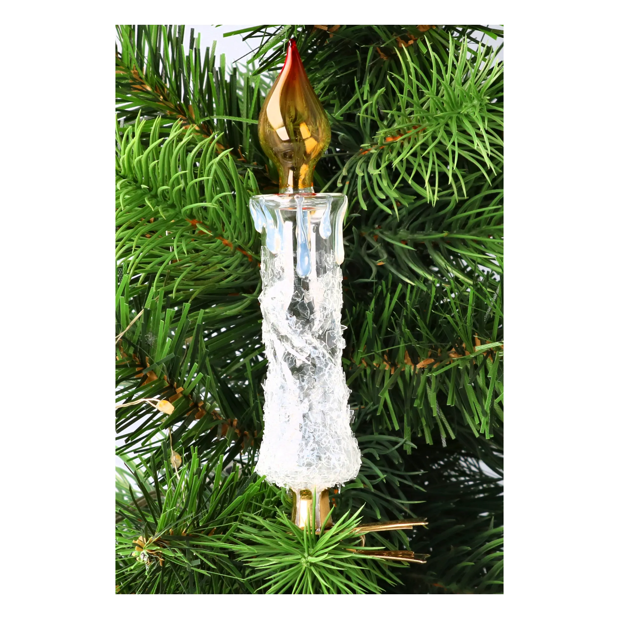 Crystalline Amber Candle Premium christmas glass ornament 2025-001