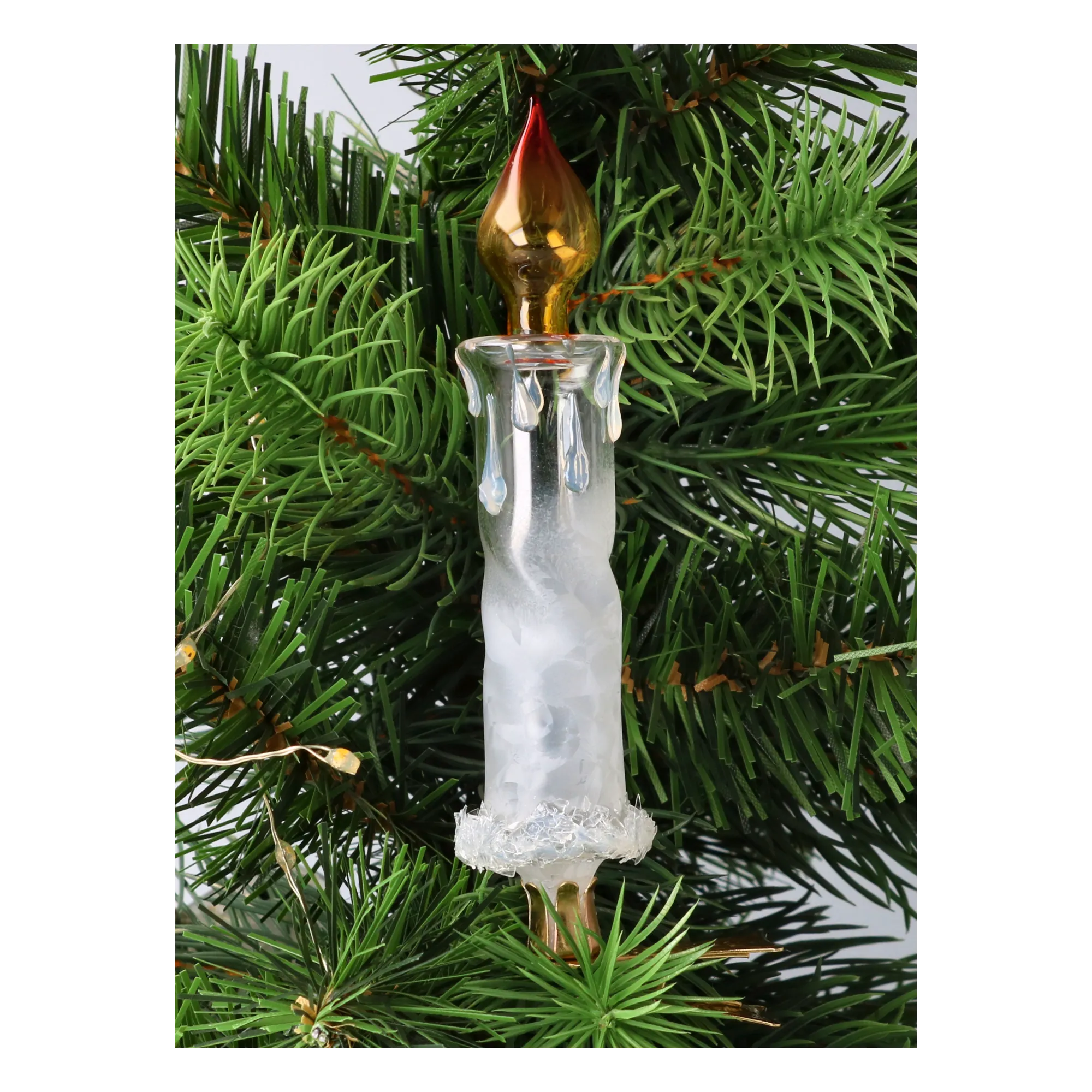 Amber Flame Candle Premium christmas glass ornament 2025-002